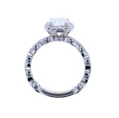 Beautiful Scalloped Cushion Cut Diamond Engagement Ring