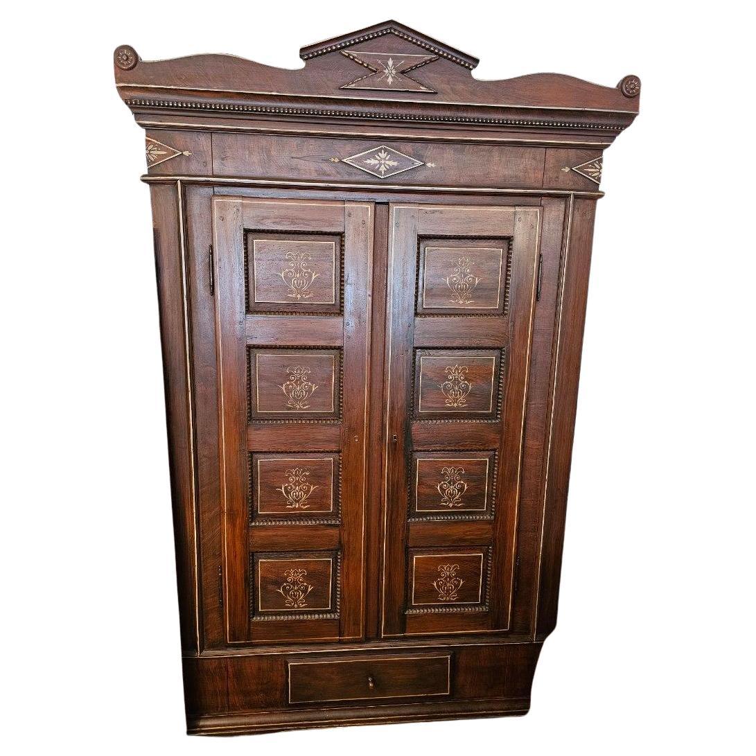 Beautiful Scandanavian Antique Corner Tack and Bridle Closet Cabinet