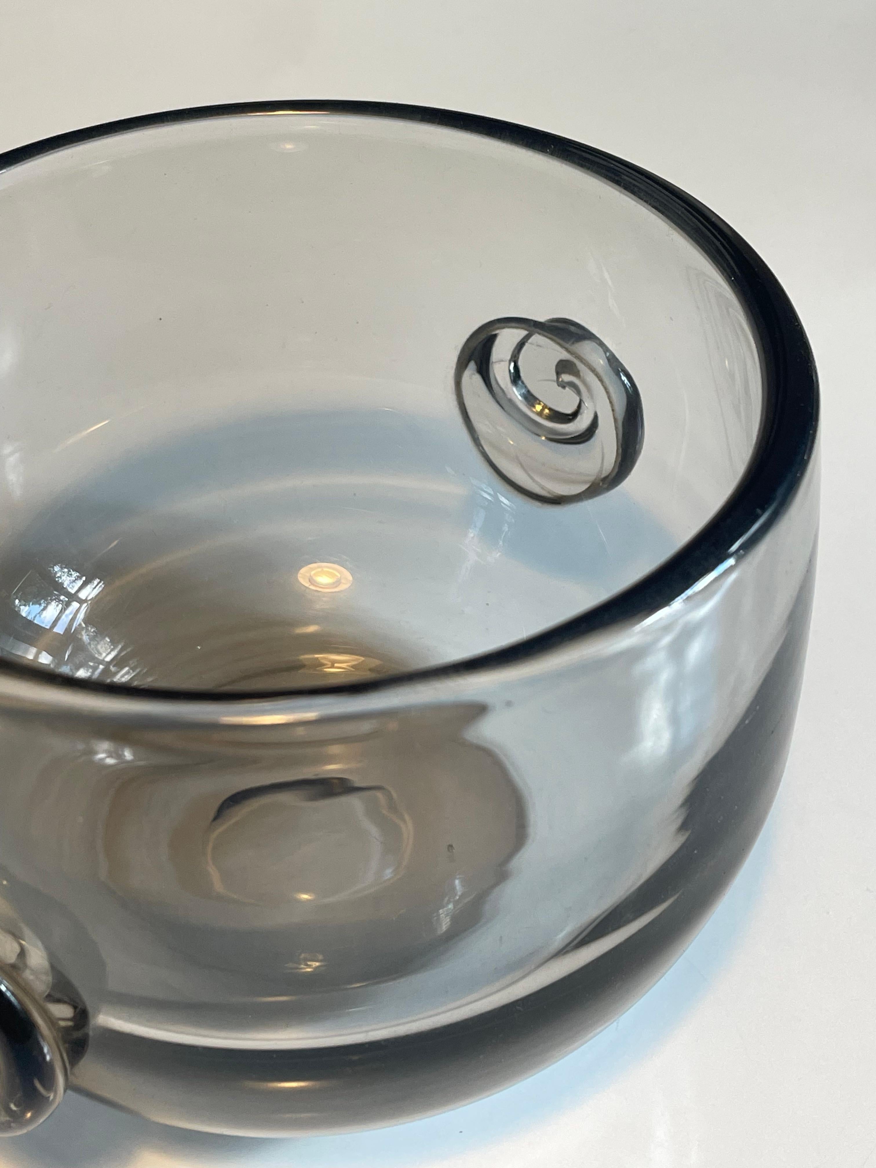 Beautiful Scandinavian Glass Bowl by Per Lütken for Holmgaard, Denmark 1950s For Sale 2