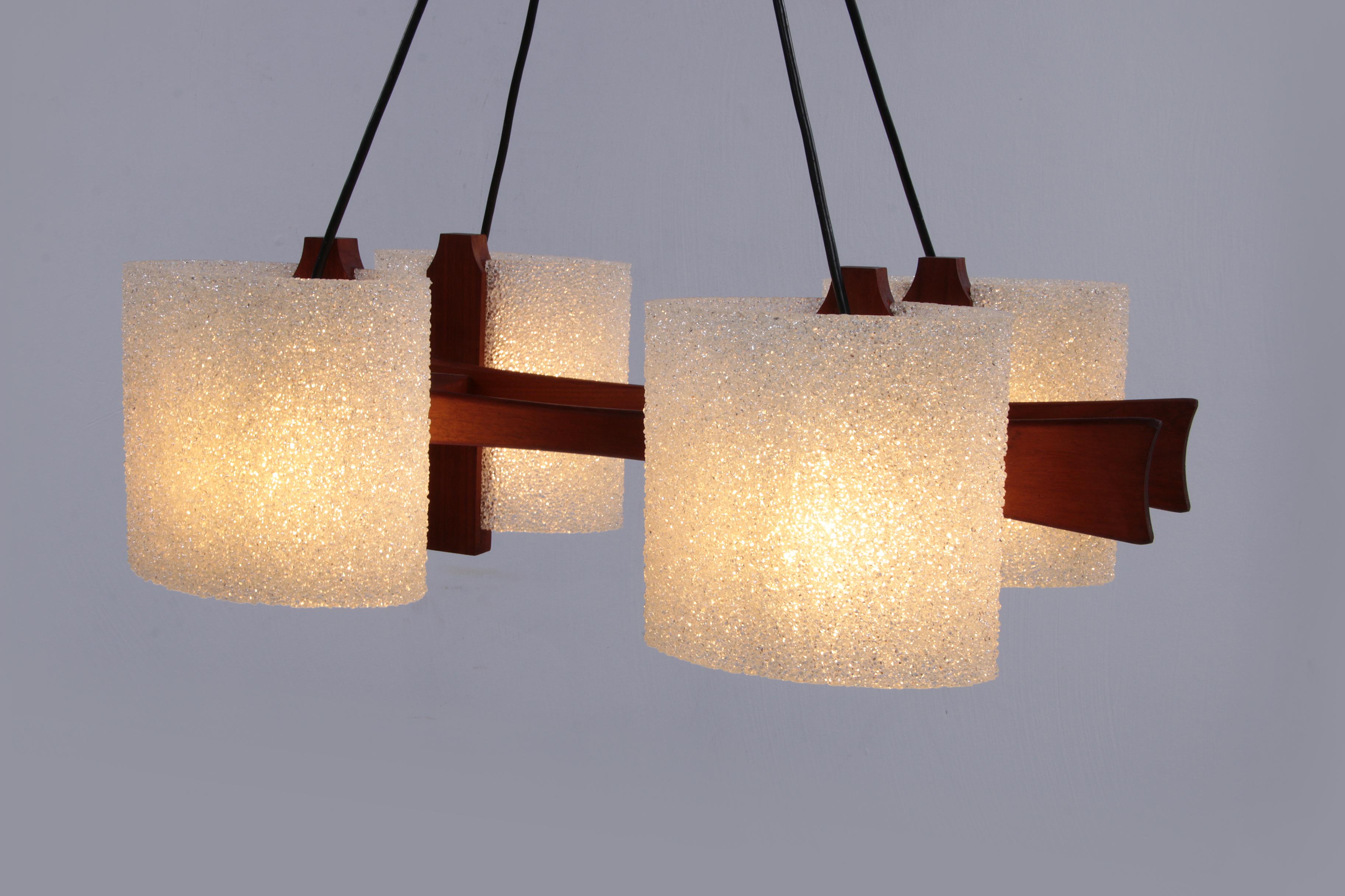 Mid-20th Century Beautiful Scandinavian Hanging Lamp with Resin Caps, 1960 For Sale