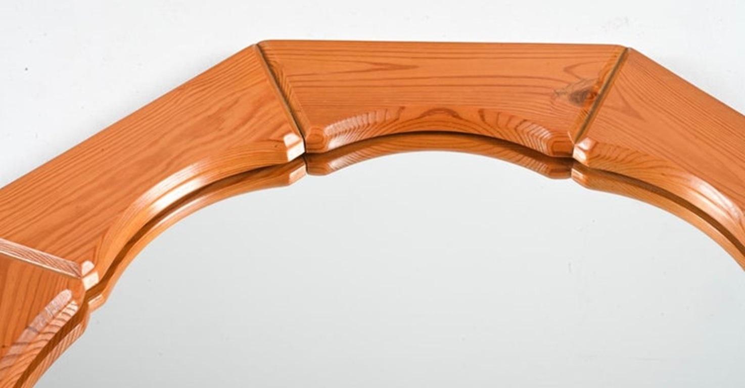 Norwegian Beautiful Scandinavian Modern Pine Geometric Large wall Mirror For Sale