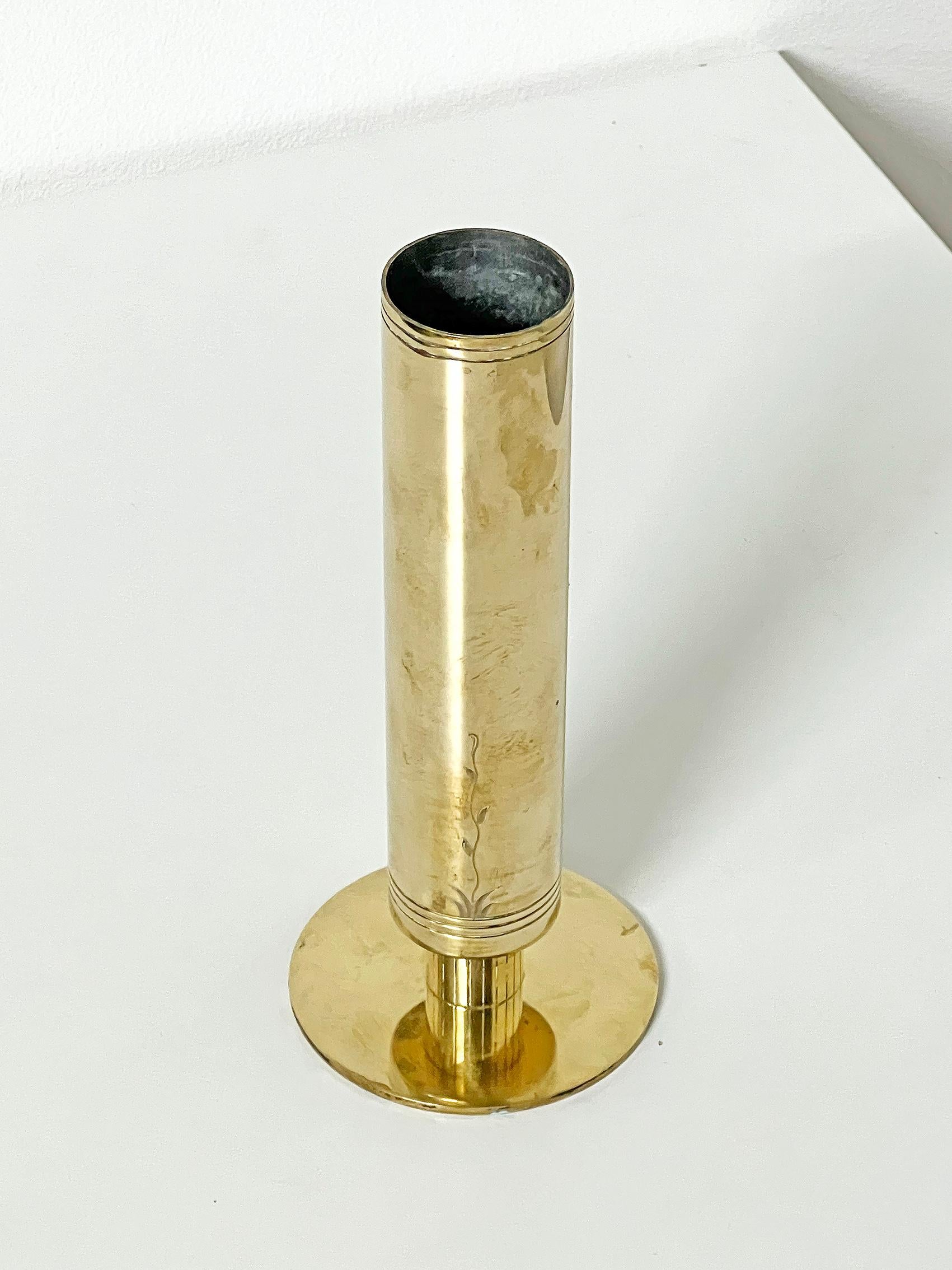 Swedish Beautiful Scandinavian Modern Vase in Brass, Anonymous, ca 1950-1960's For Sale