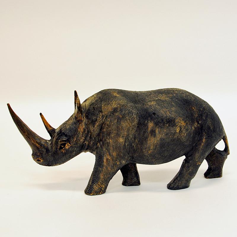 Beautiful Scandinavian Vintage Rhino Pair of Wood, 1940s For Sale 1