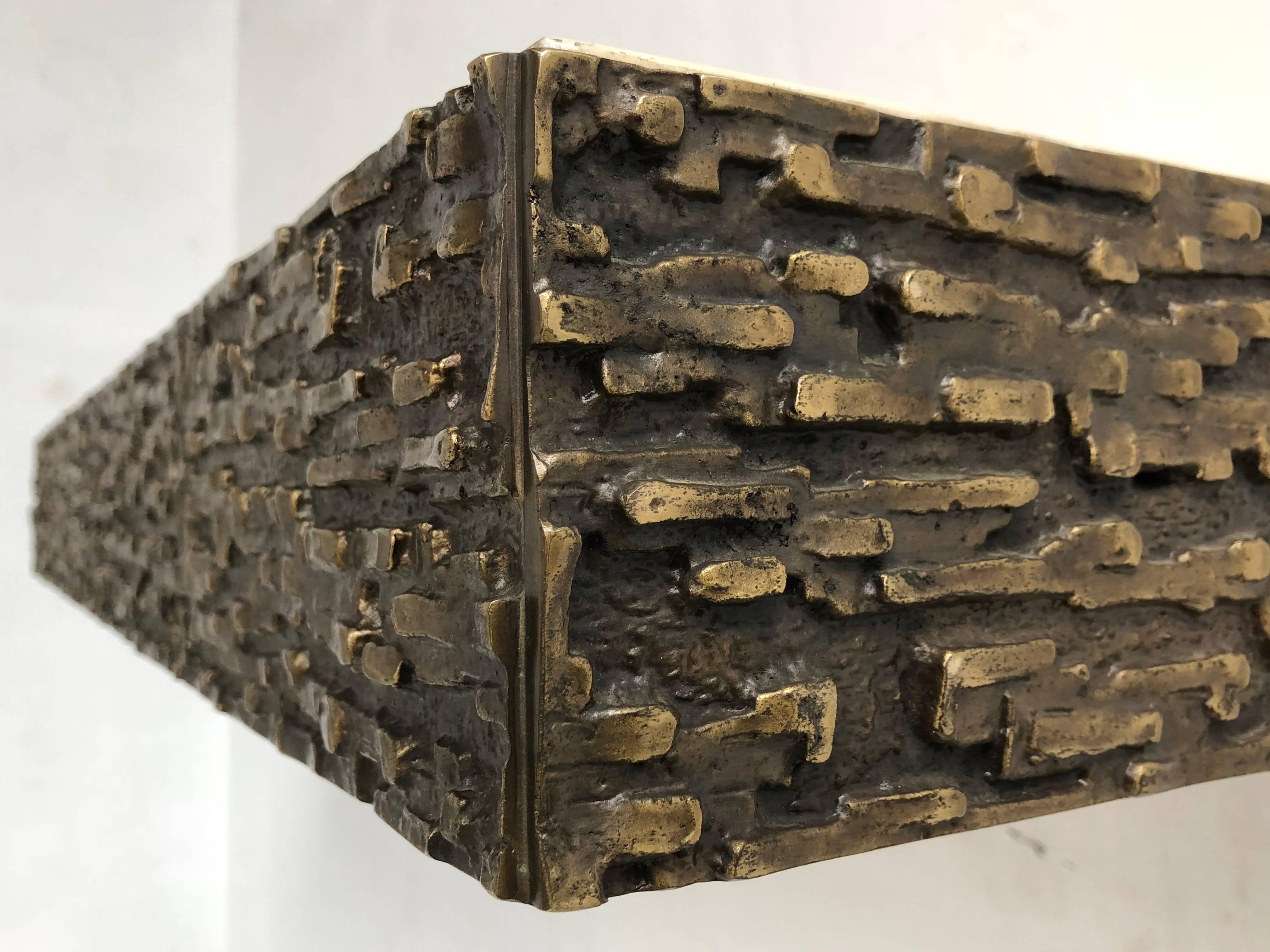 Cast Beautiful Sculptural Bronze Relief Console by Luciano Frigerio, 1965, Italy