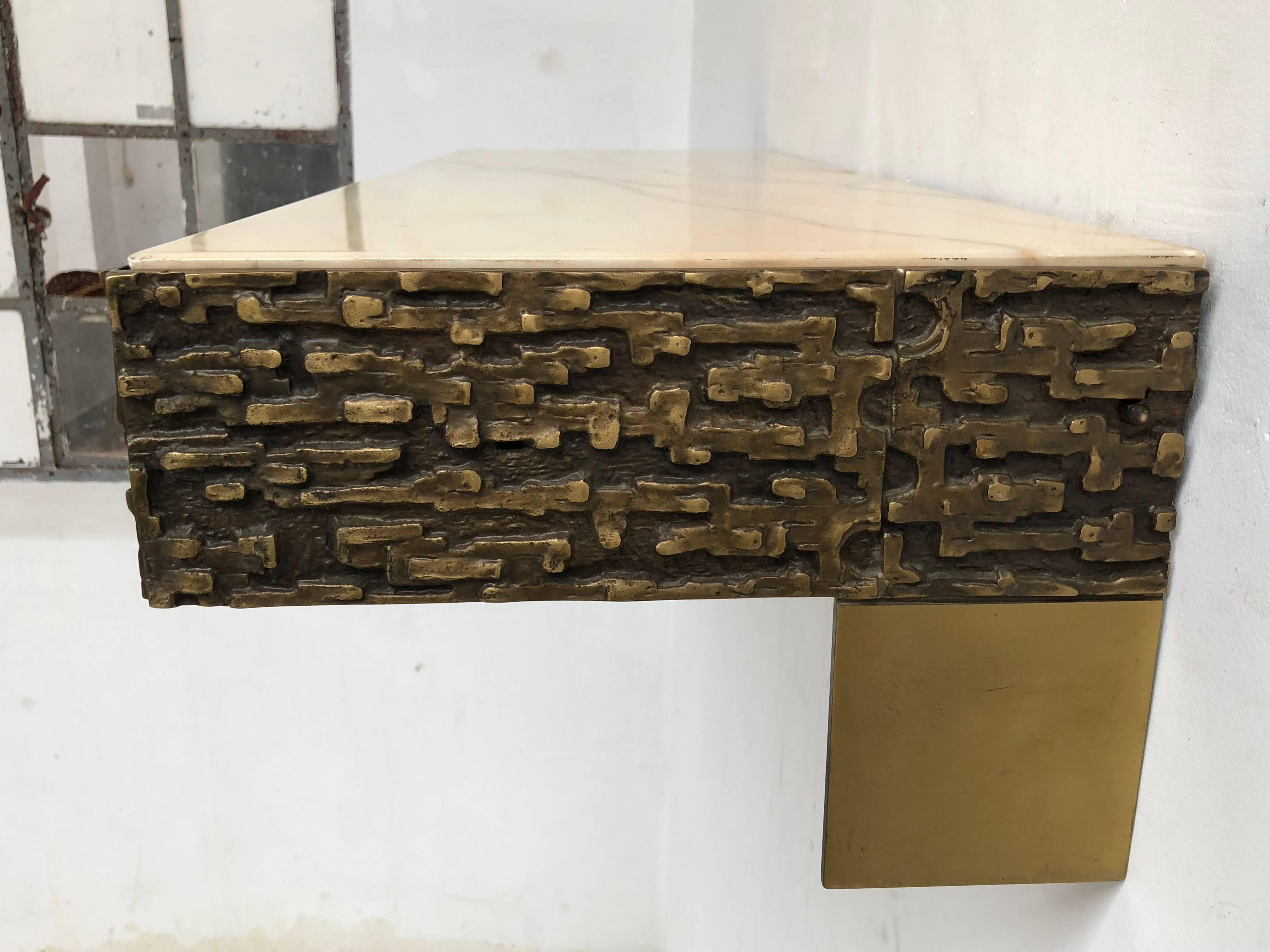 Beautiful Sculptural Bronze Relief Console by Luciano Frigerio, 1965, Italy 1