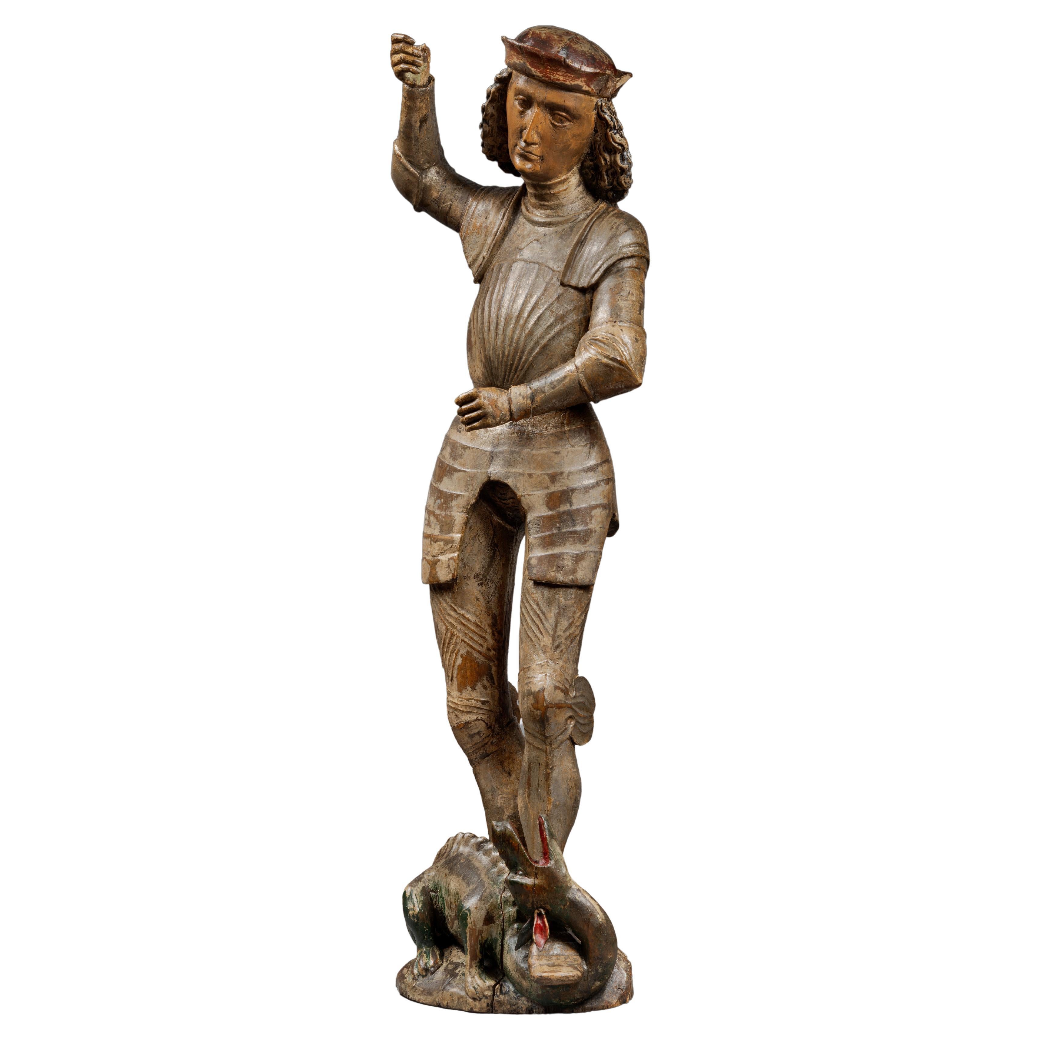 Beautiful Sculpture Depicting Saint George Slaying the Dragon For Sale