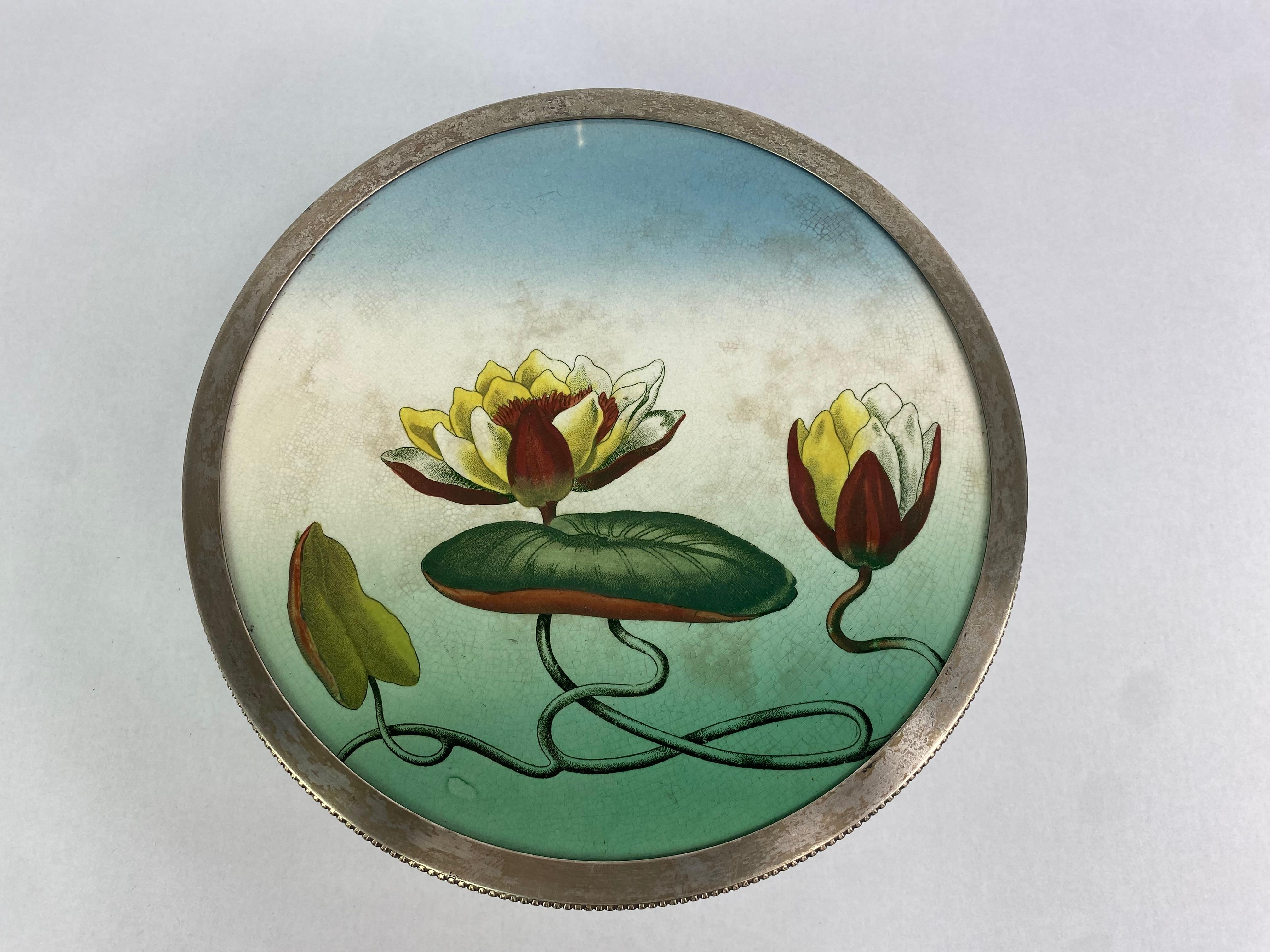 Slovak Beautiful secession centerpiece with water lily by Hans Ofner for Sandrik For Sale