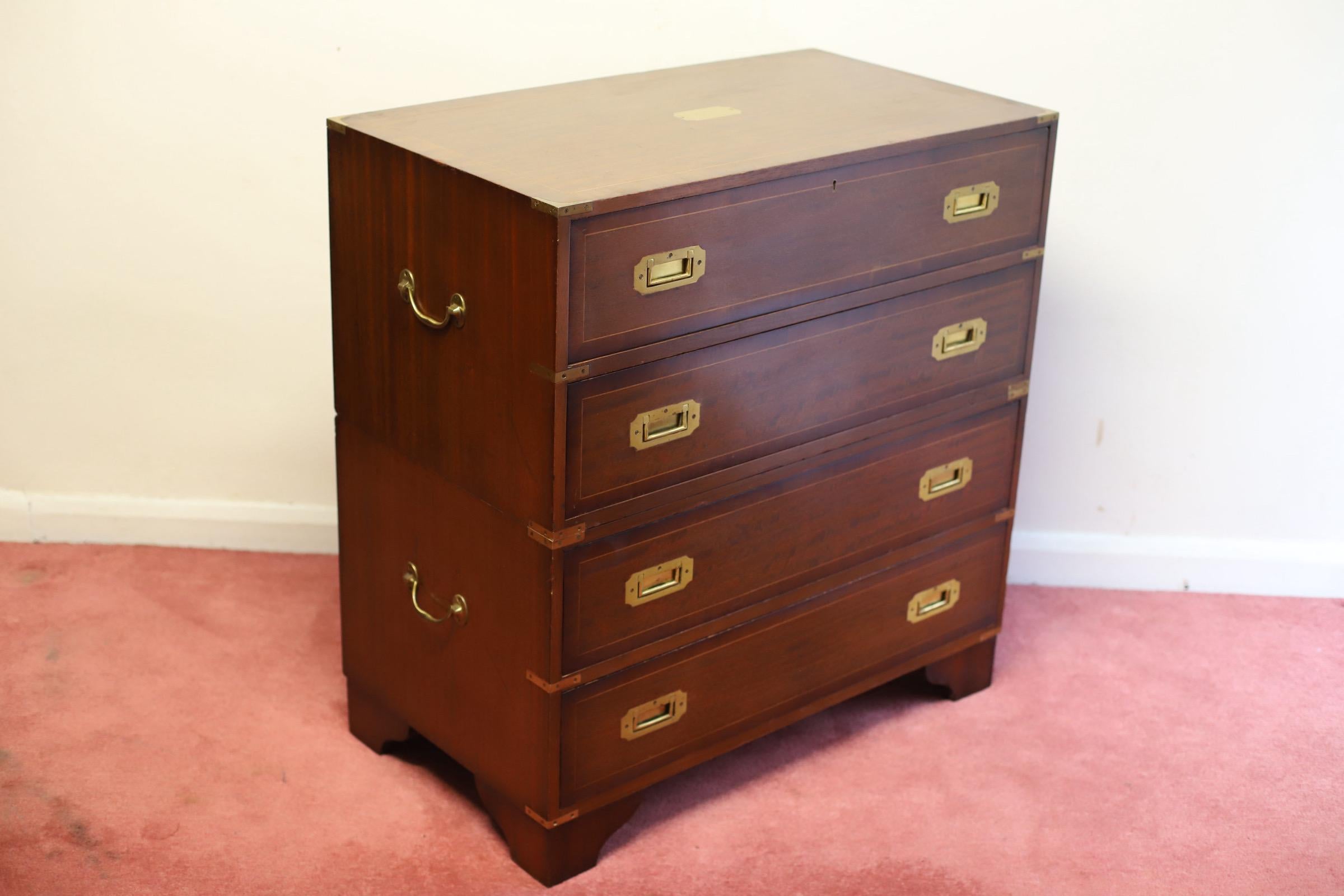 Beautiful Secretary Military Campaign Chest Of Drawers  For Sale 5