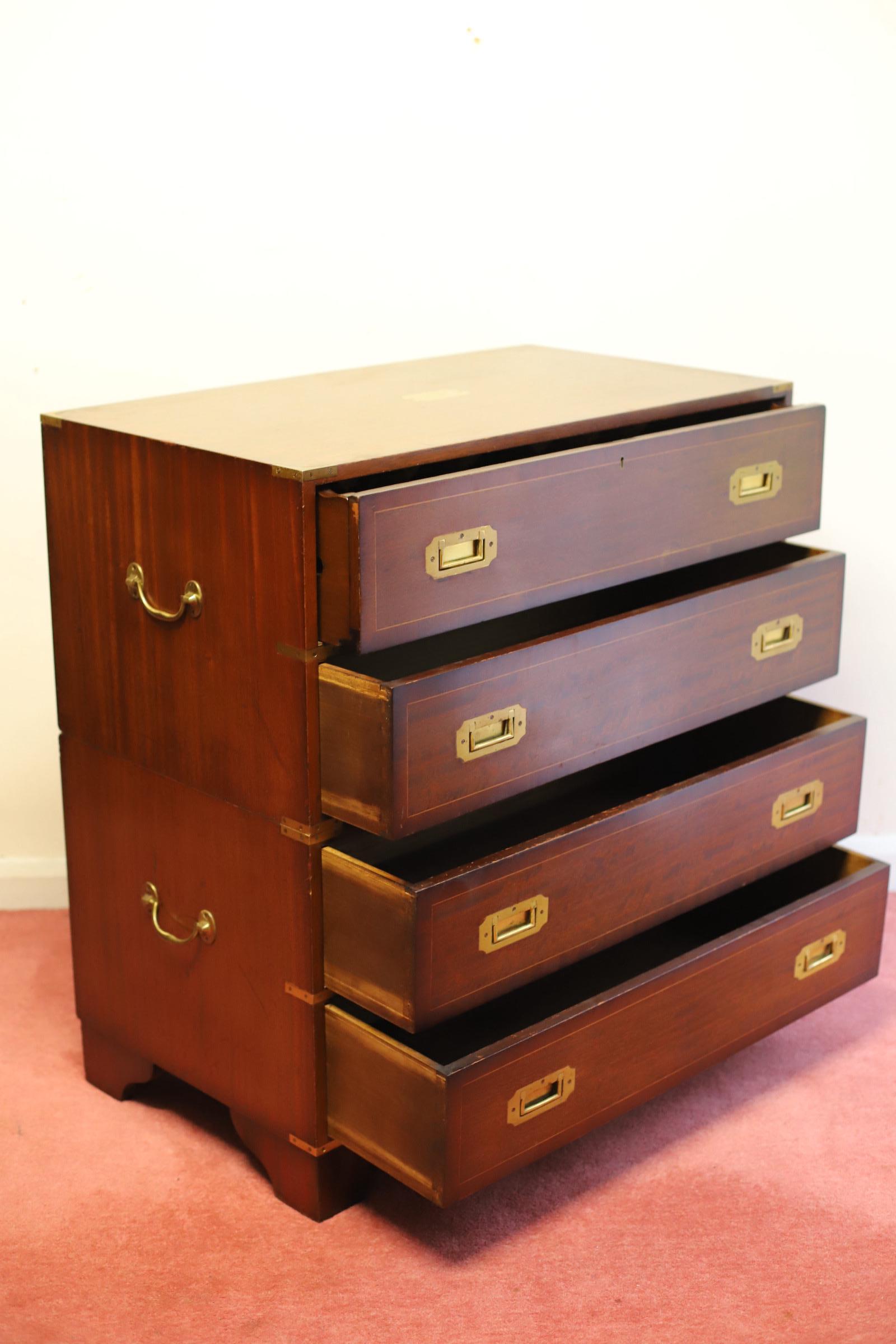 Beautiful Secretary Military Campaign Chest Of Drawers  For Sale 6