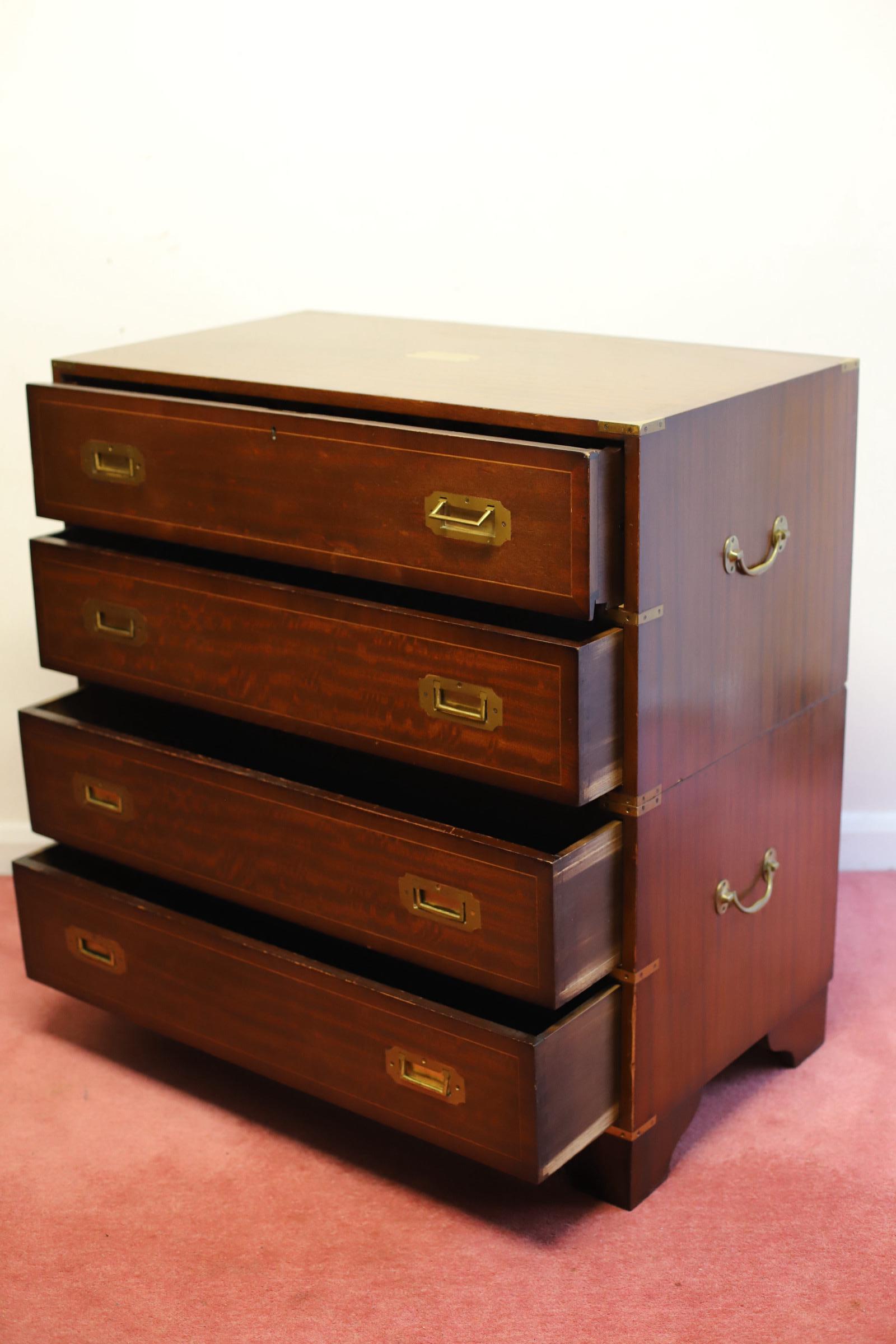 Beautiful Secretary Military Campaign Chest Of Drawers  For Sale 8