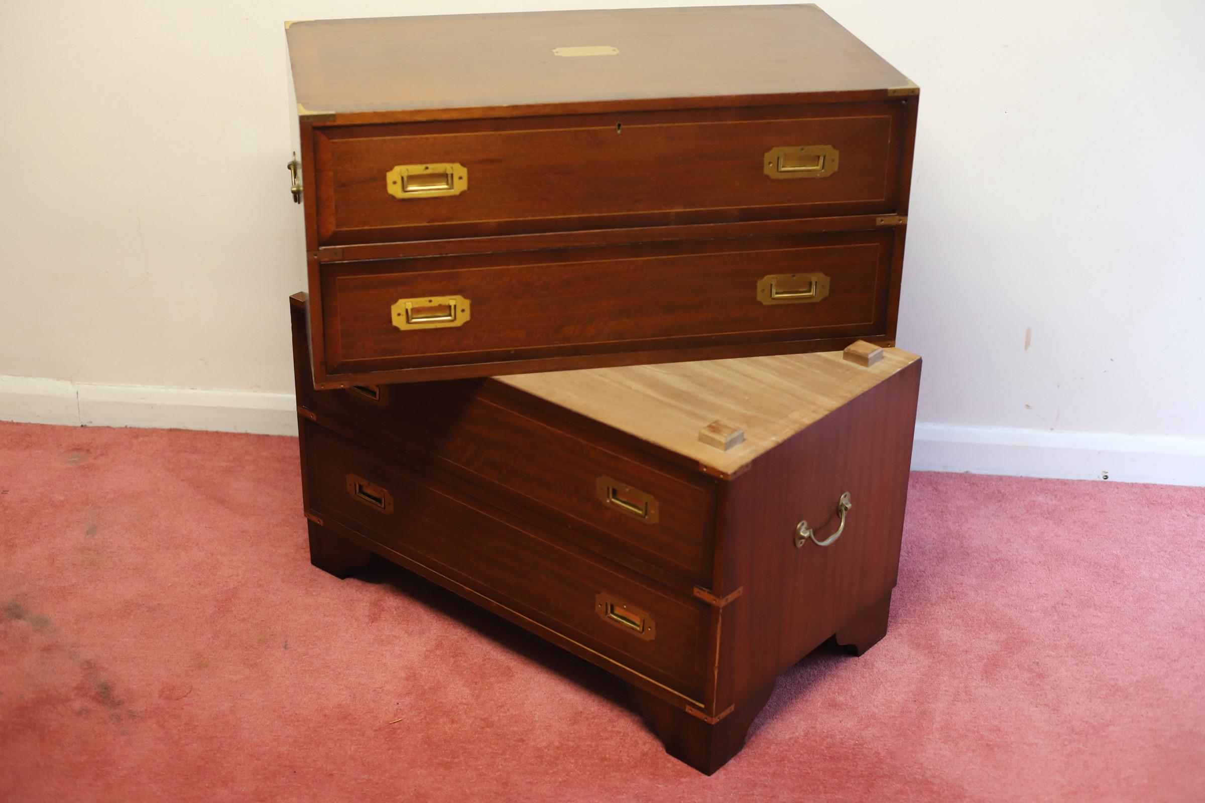 Beautiful Secretary Military Campaign Chest Of Drawers  For Sale 10