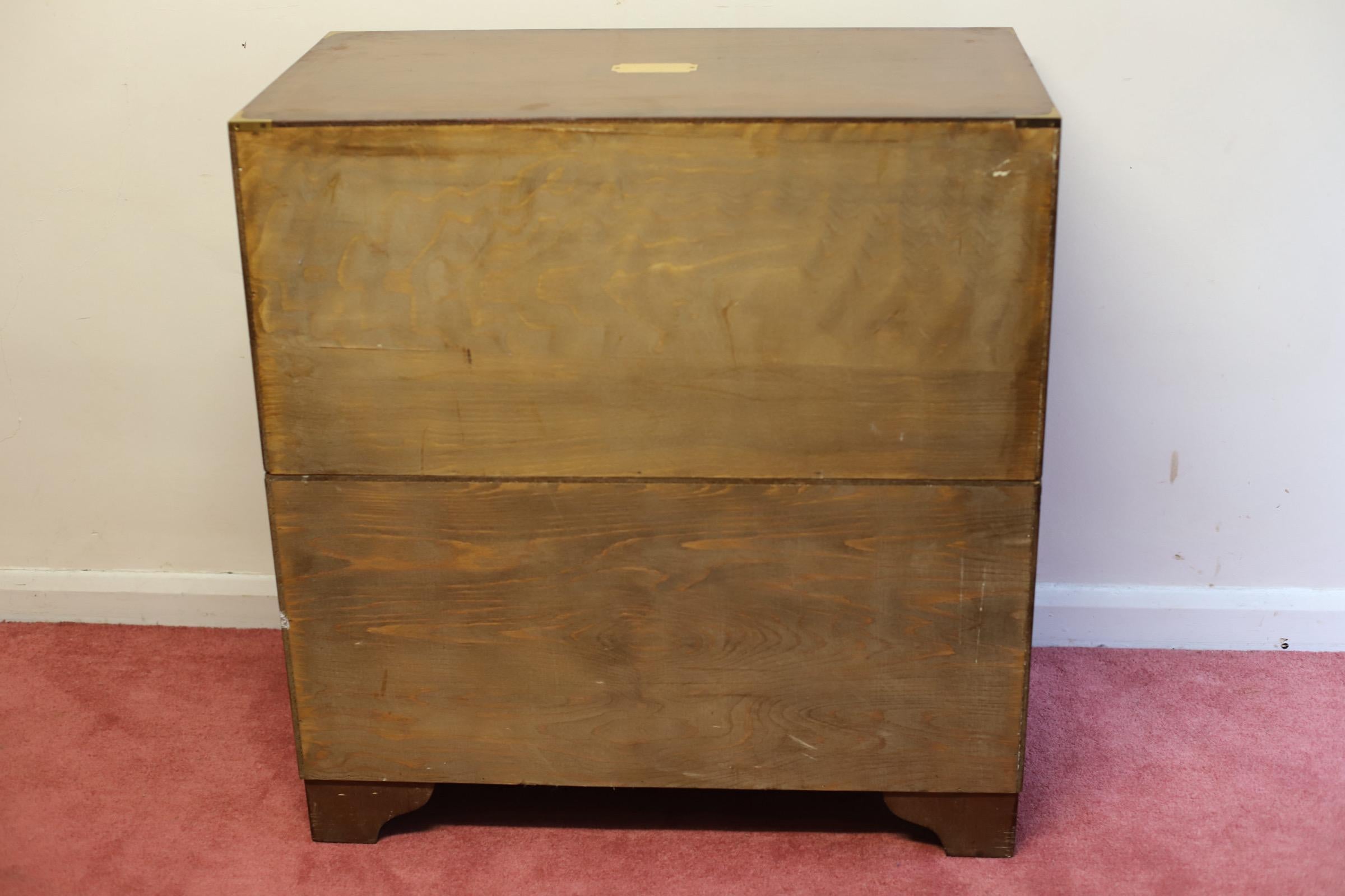 Beautiful Secretary Military Campaign Chest Of Drawers  For Sale 12