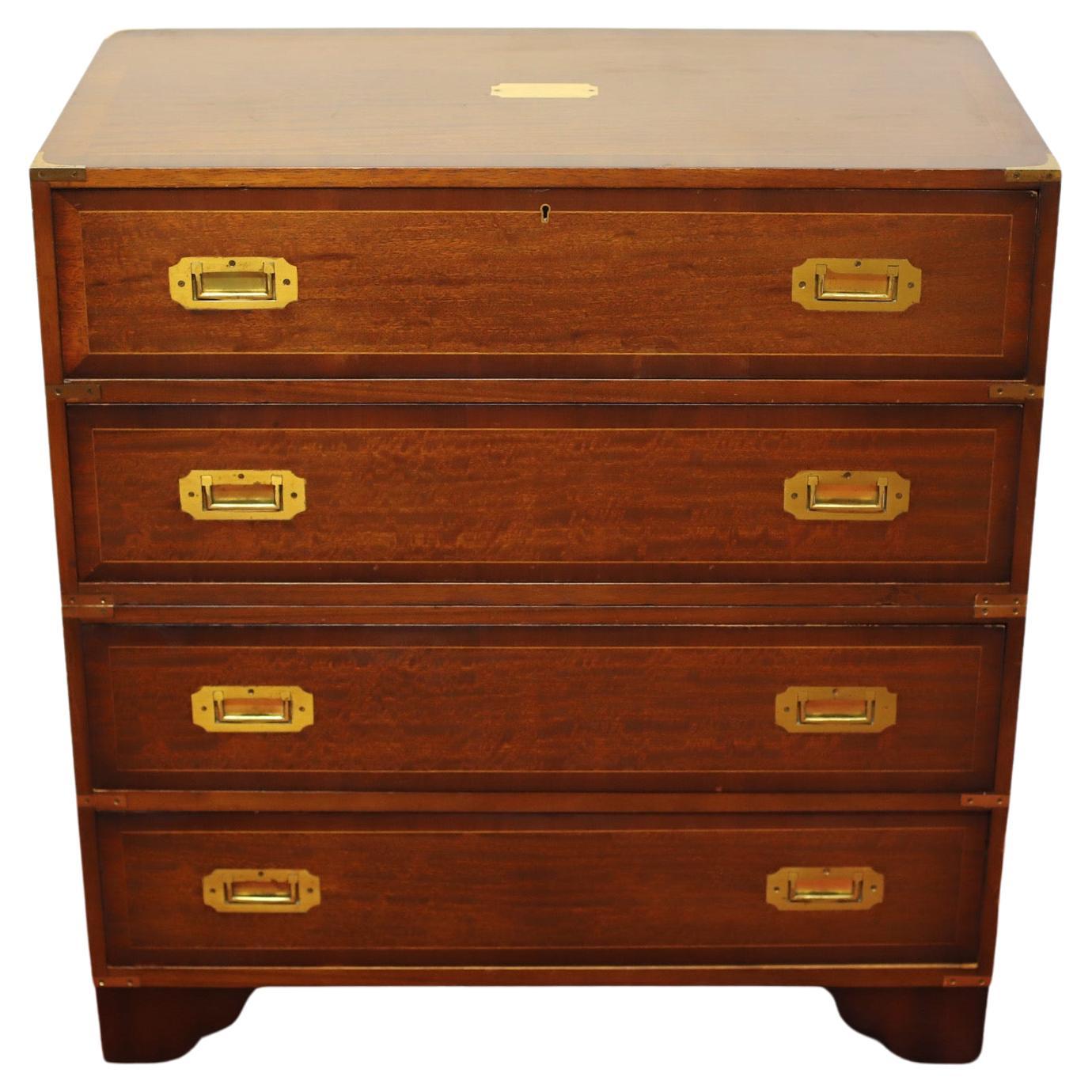 Beautiful Secretary Military Campaign Chest Of Drawers  For Sale