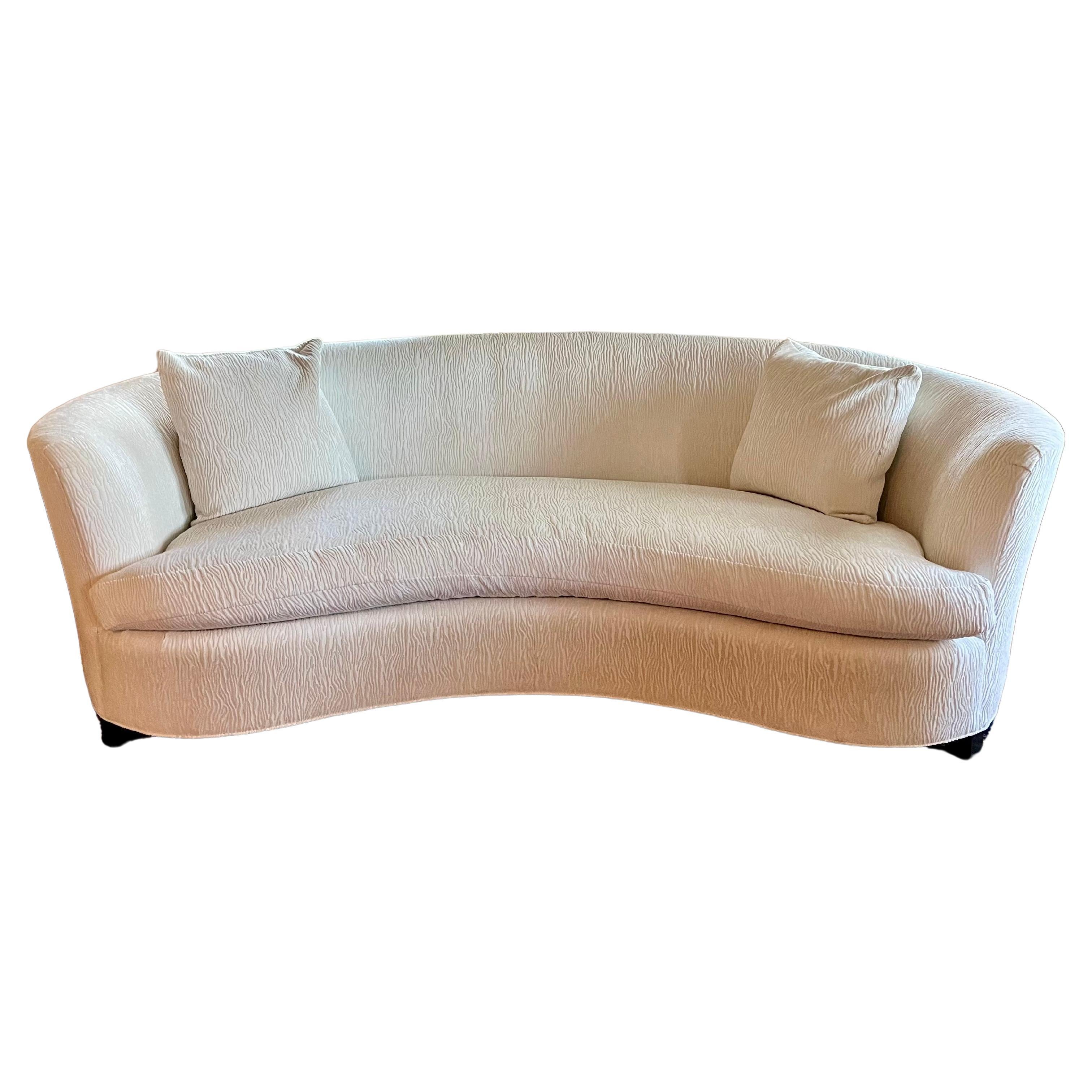 Beautiful Sensuous Curved Kidney Shaped Opera Sofa by Baker Furniture For Sale