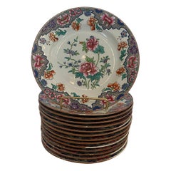 Magnifique ensemble de 14 assiettes rondes anglaises anciennes Spode