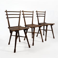 Beautiful Set of 3 Thonet Wood Garden Chair 'Gartensessel No. 4', circa 1900