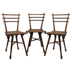 Beautiful Set of 3 Thonet Wood Garden Chair 'Gartensessel No. 4', circa 1900