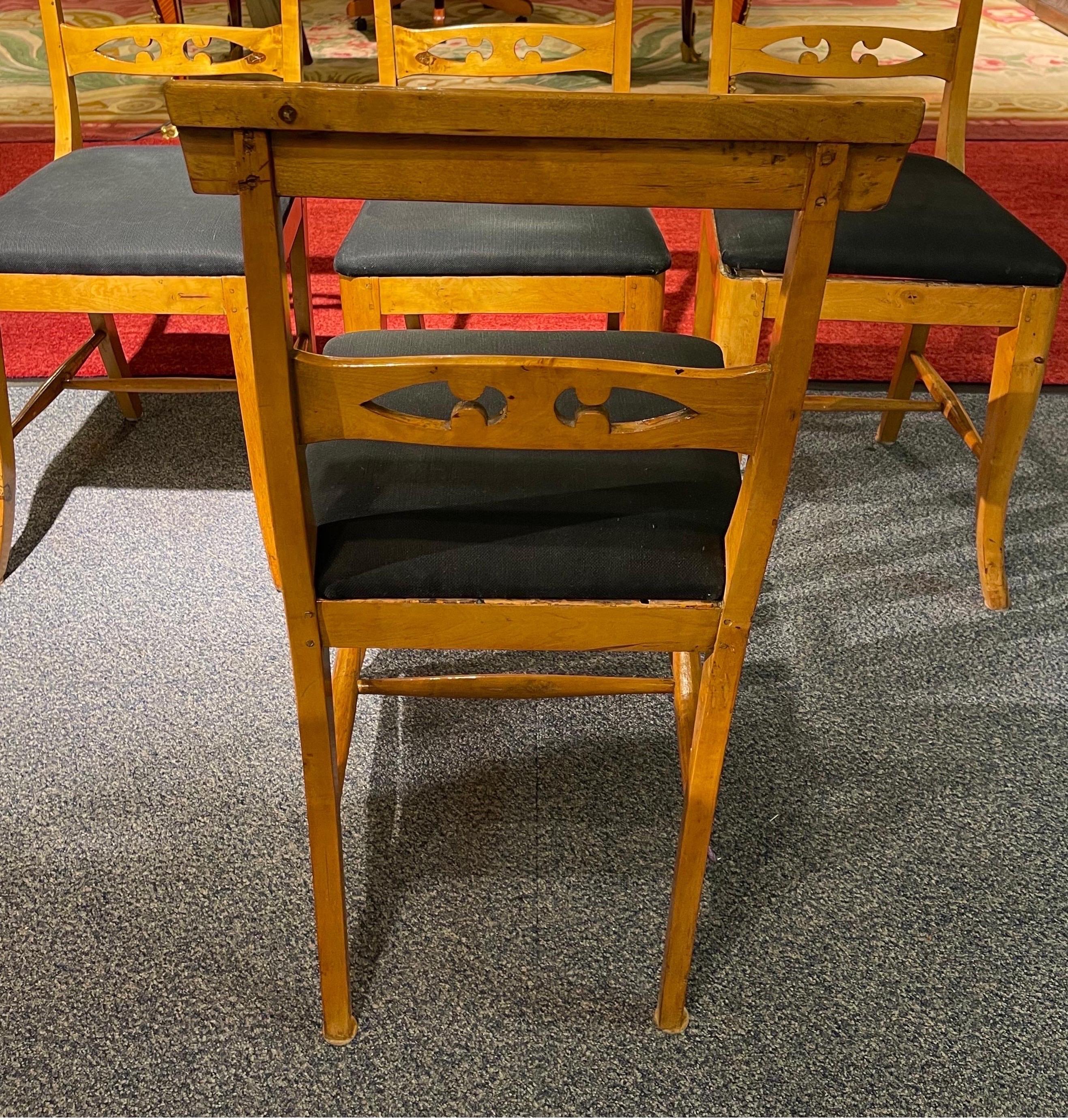 German Beautiful Set of 4 Biedermeier Chairs from Around 1860 For Sale