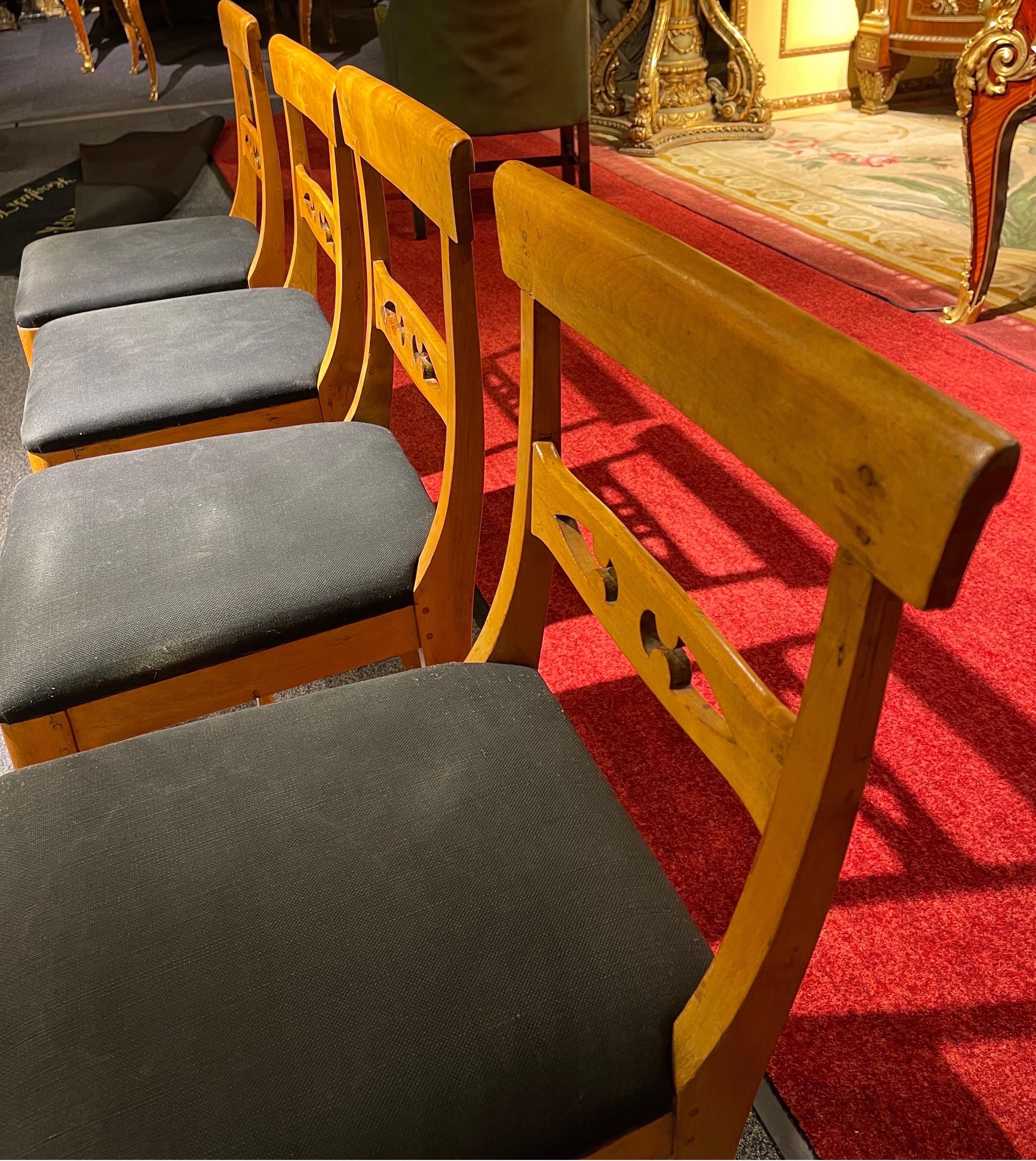 19th Century Beautiful Set of 4 Biedermeier Chairs from Around 1860 For Sale
