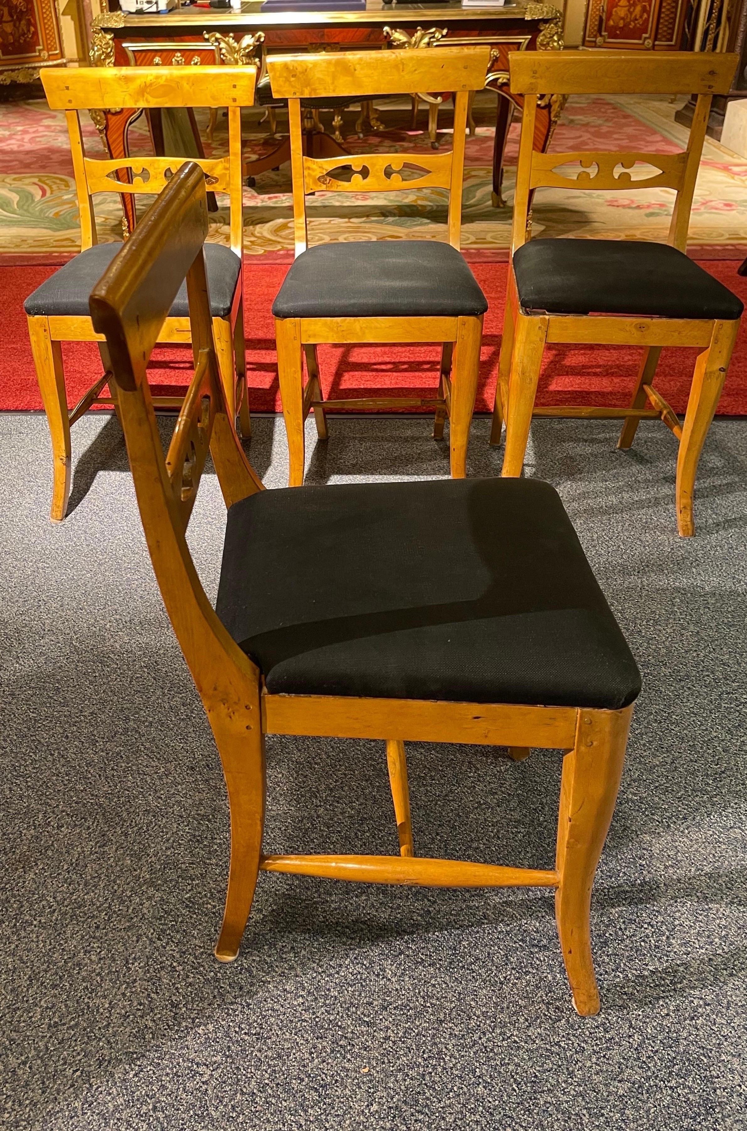 Wood Beautiful Set of 4 Biedermeier Chairs from Around 1860 For Sale