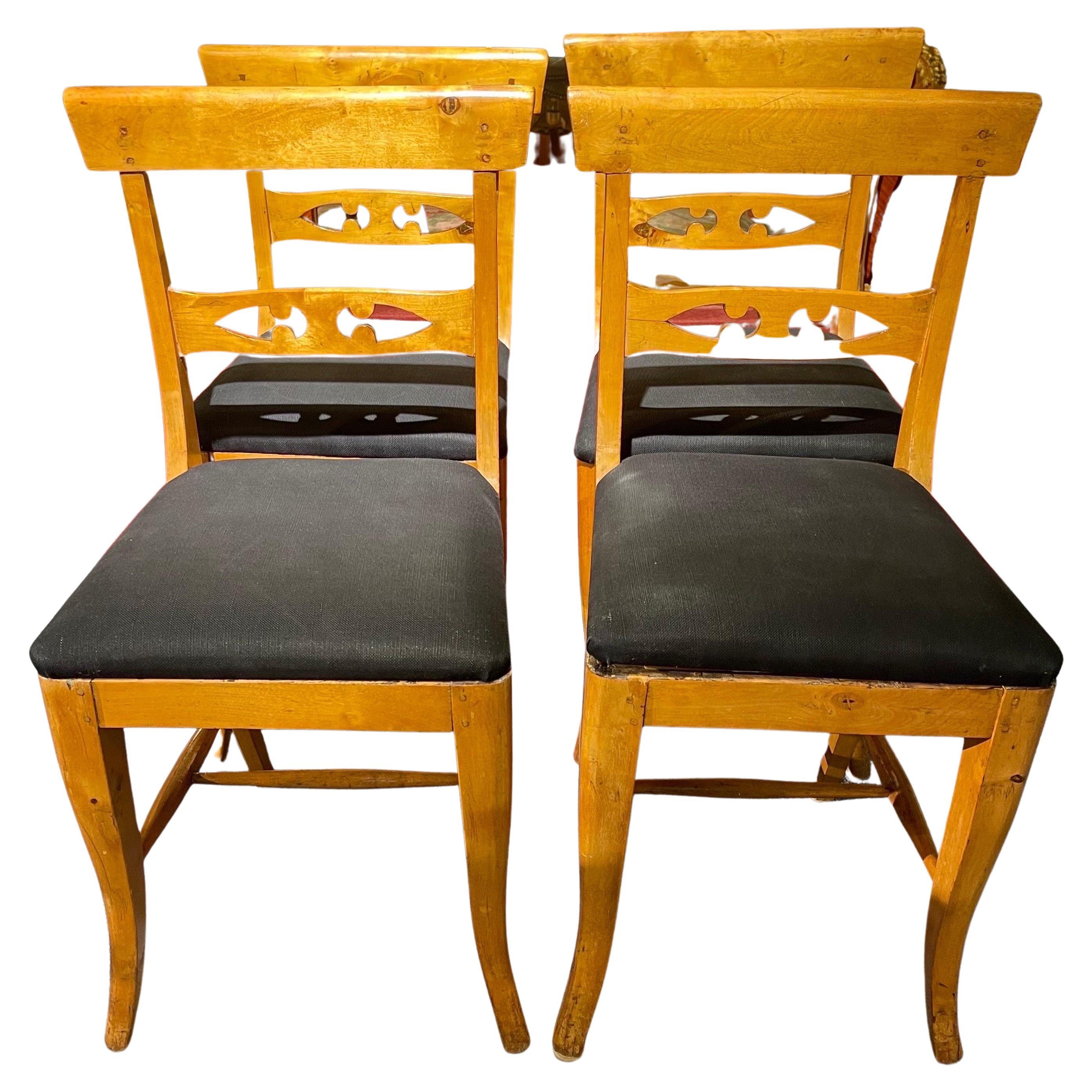 Beautiful Set of 4 Biedermeier Chairs from Around 1860 For Sale
