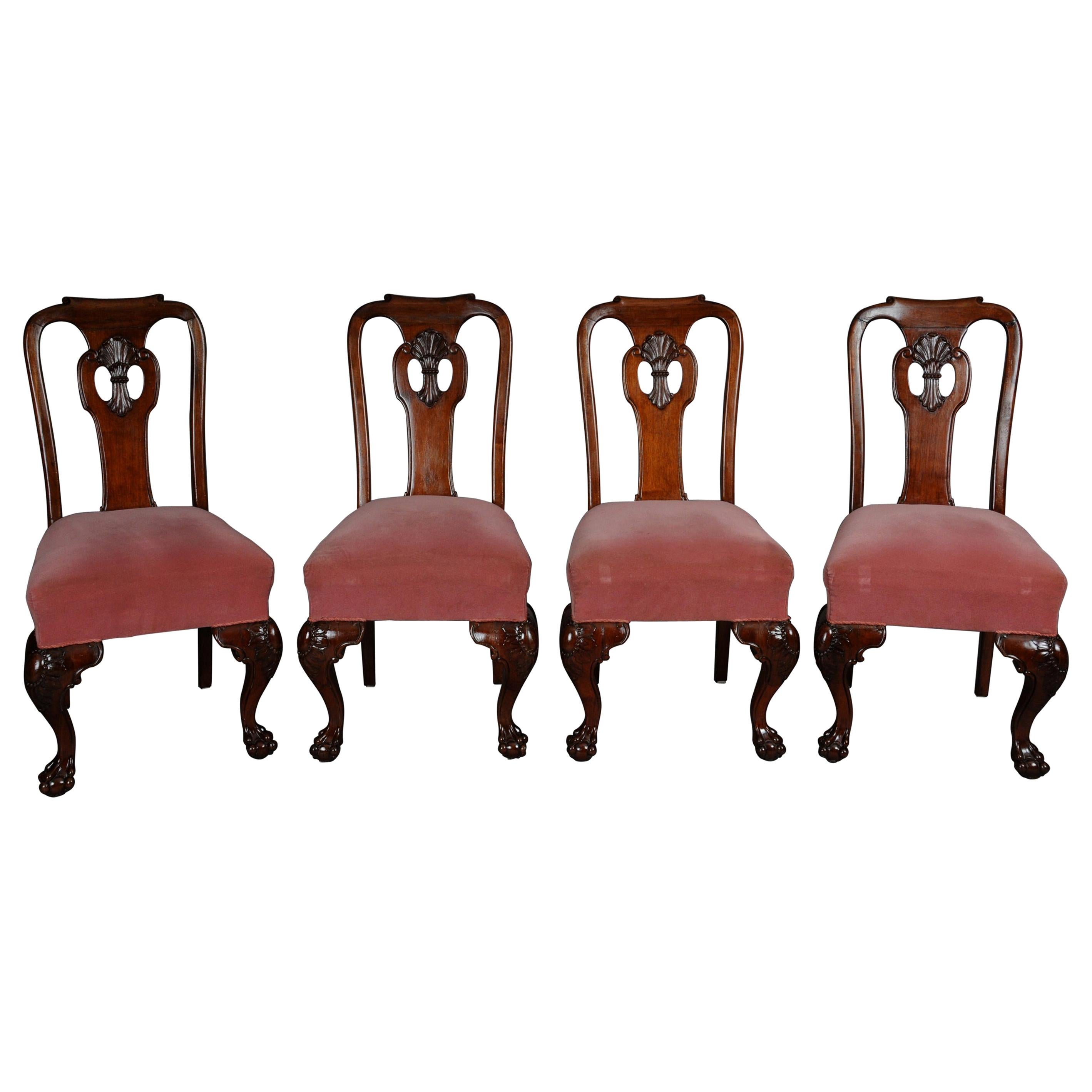 Magnifique ensemble de 4 chaises baroques anglaises, vers 1880