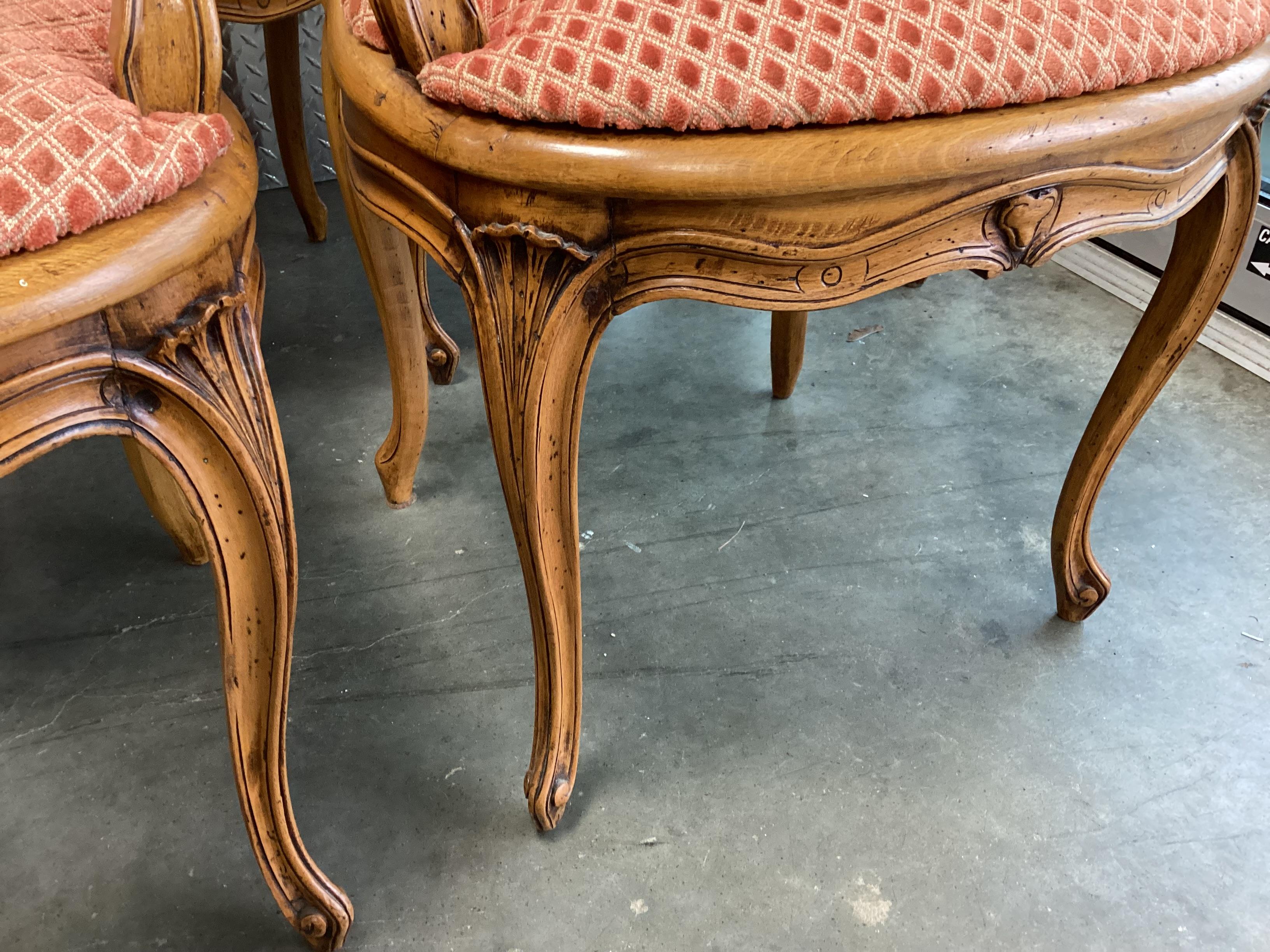 Beautiful set of 6 French Walnut & Caned Dining Armchairs 1
