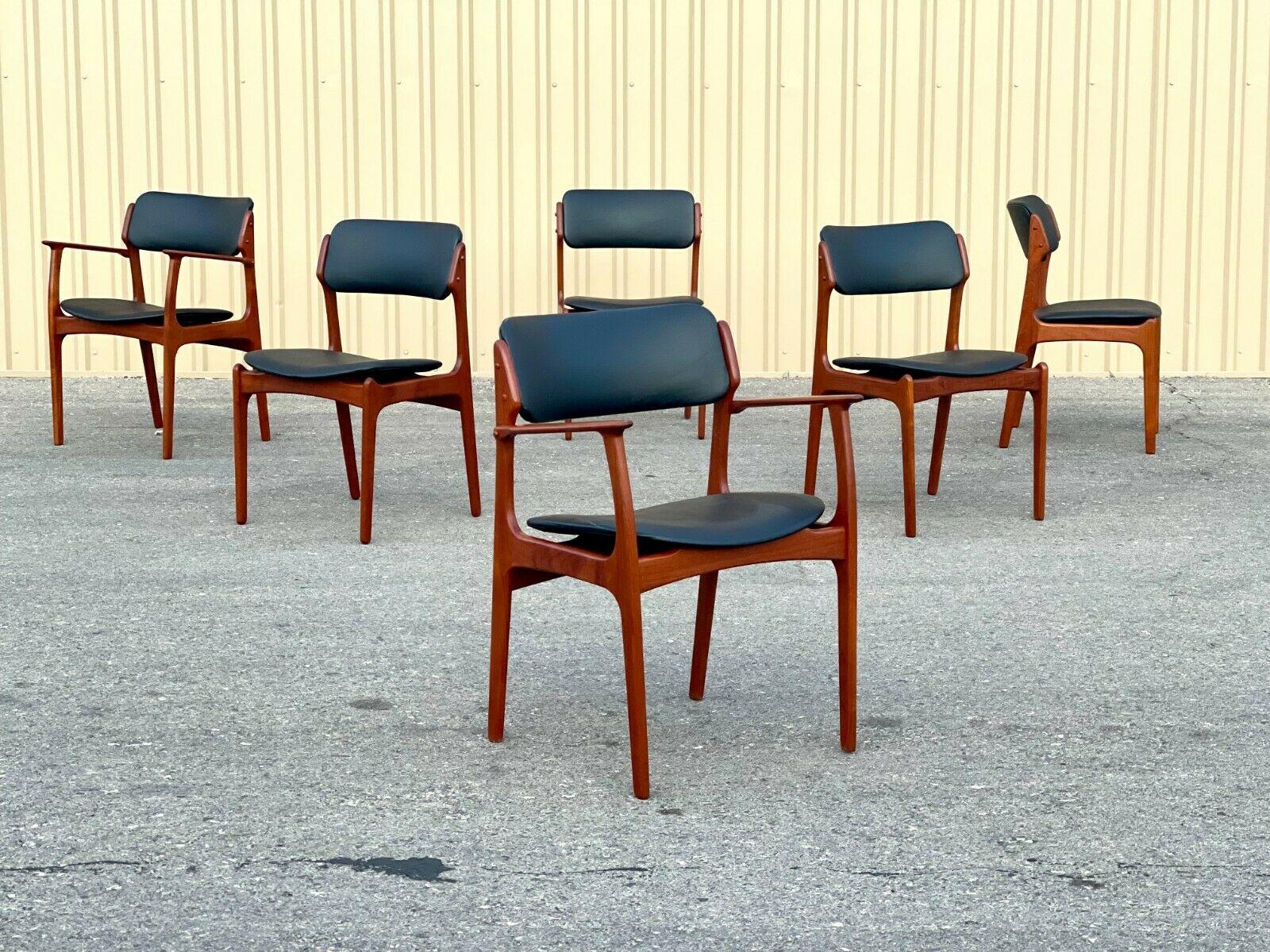 Mid-Century Modern Beautiful Set of 6 Mid Century Modern Erik Buch Model 49 & 50 Teak Dining Chairs