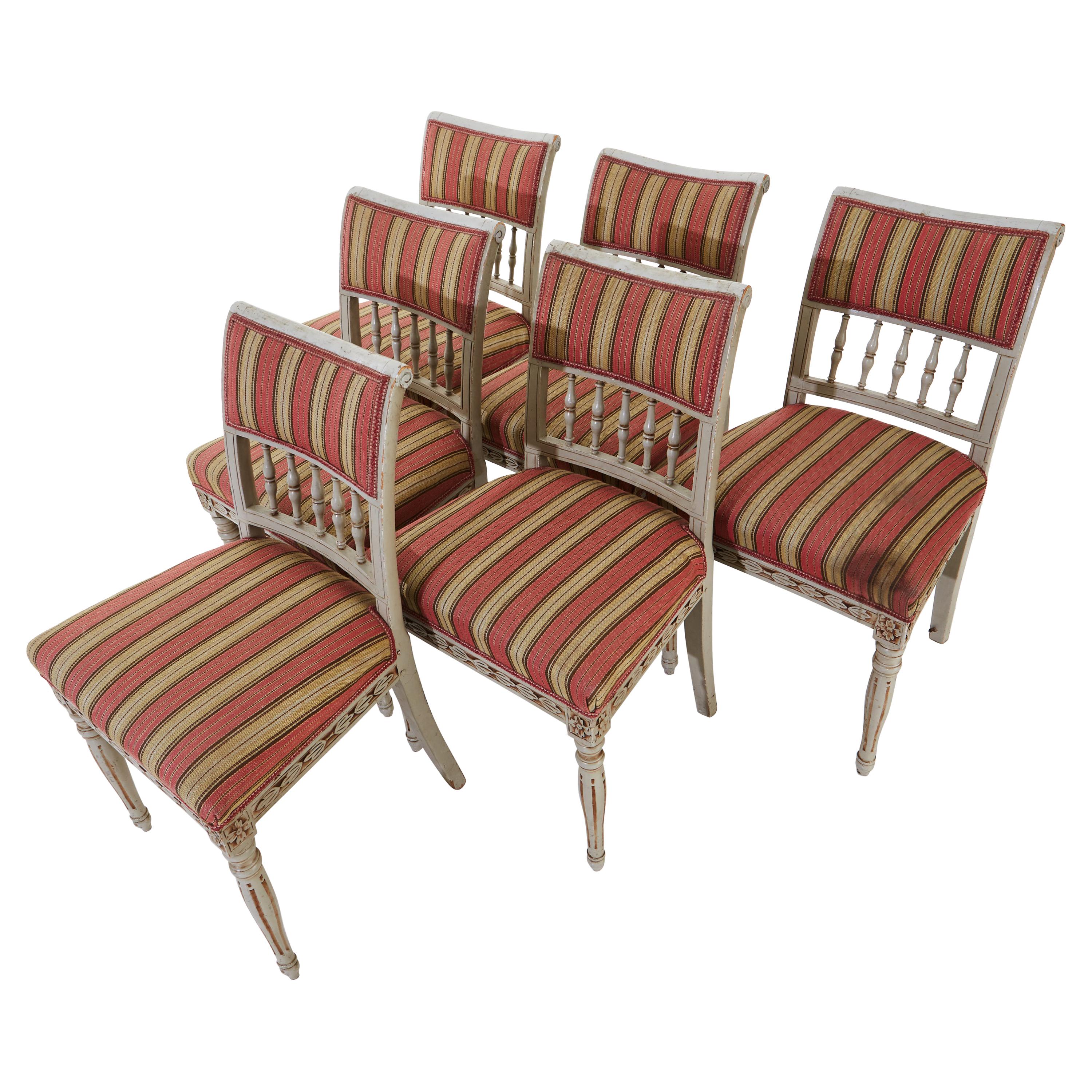 Beautiful Set of 6 Period Gustavian Era Dining Chairs