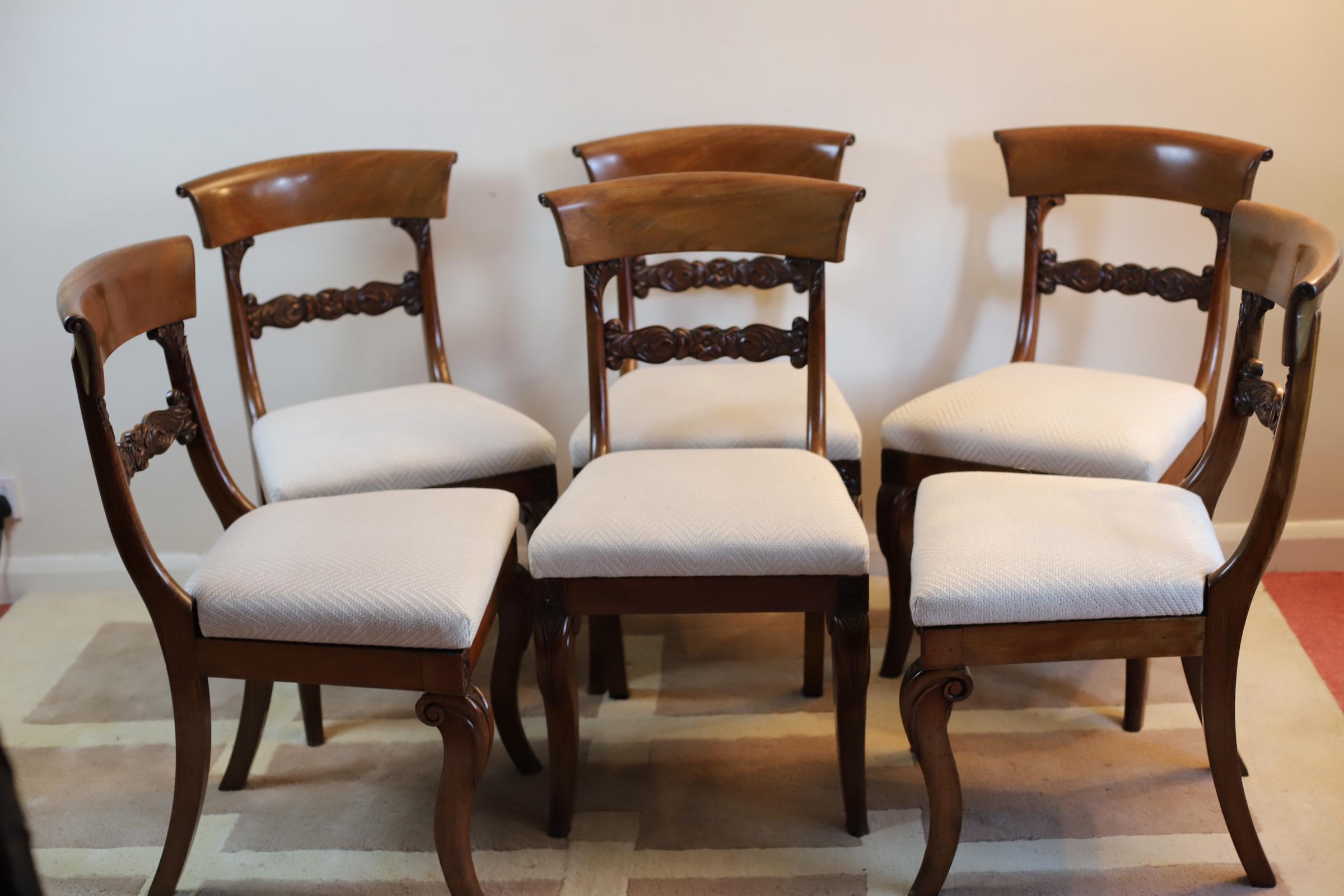 British Beautiful Set of 6 William IV Dining Chairs