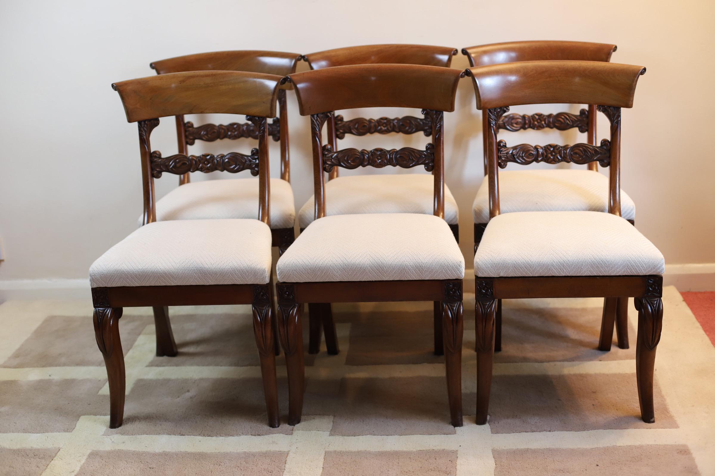 19th Century Beautiful Set of 6 William IV Dining Chairs