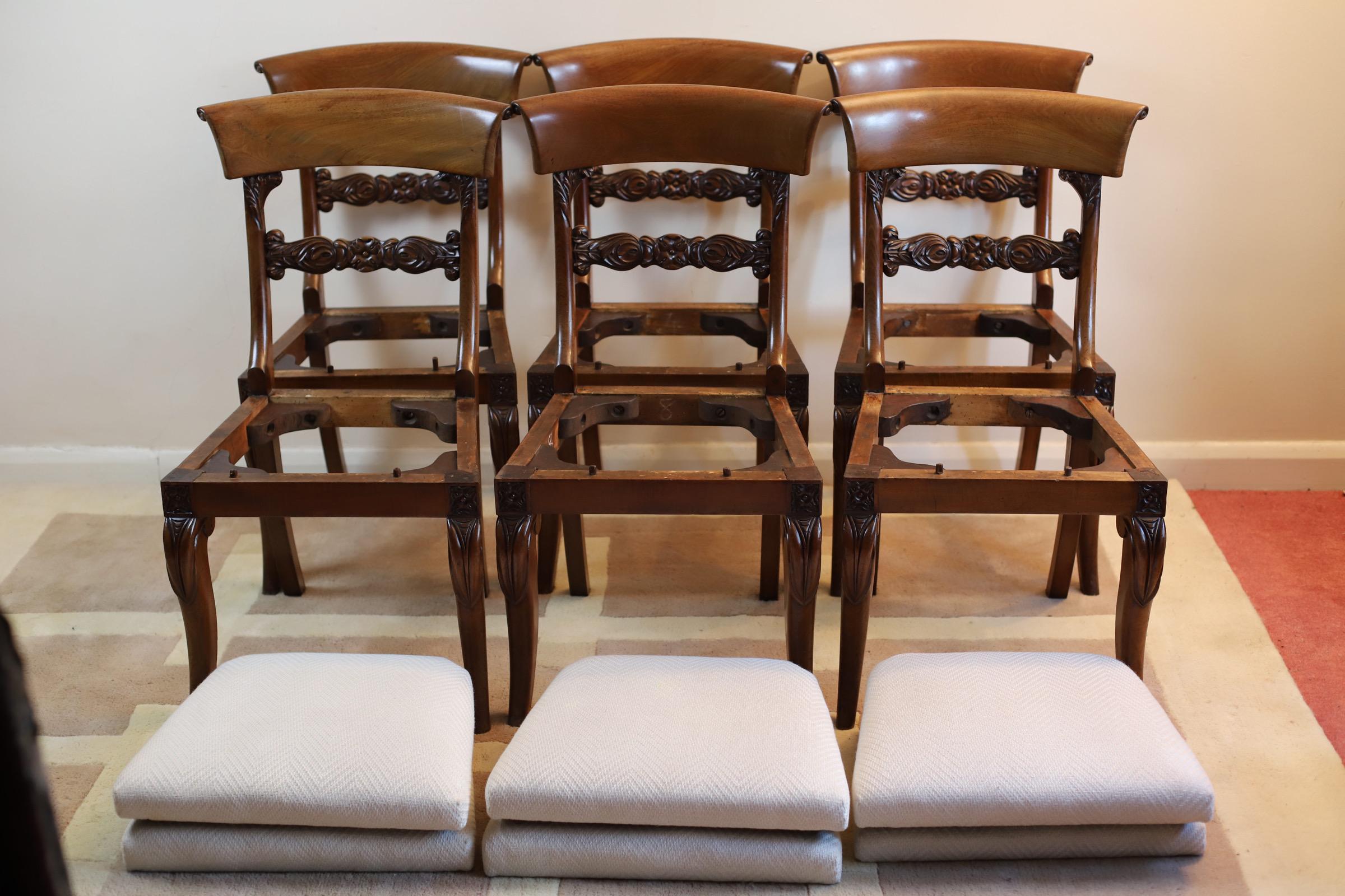 Hardwood Beautiful Set of 6 William IV Dining Chairs
