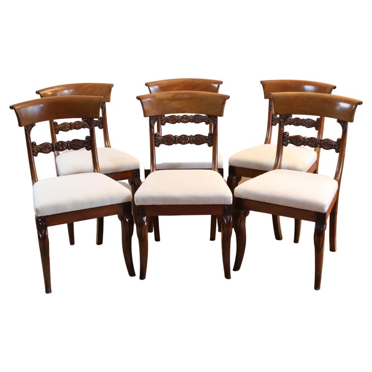 Beautiful Set of 6 William IV Mahogany Dining Chairs For Sale at 1stDibs