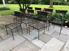 Beautiful Set of 8 Painted Tole and Metal Dining Chairs