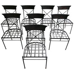 Beautiful Set of 8 Painted Tole and Metal Dining Chairs