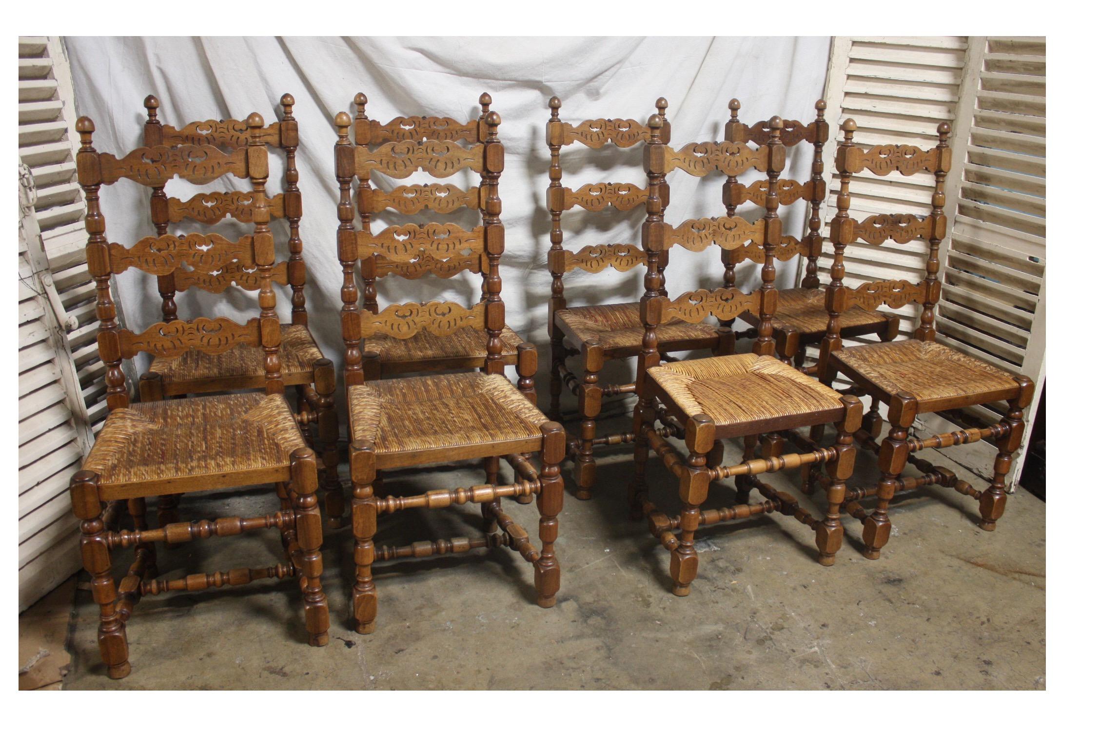 Beautiful set of country French dining chairs.
