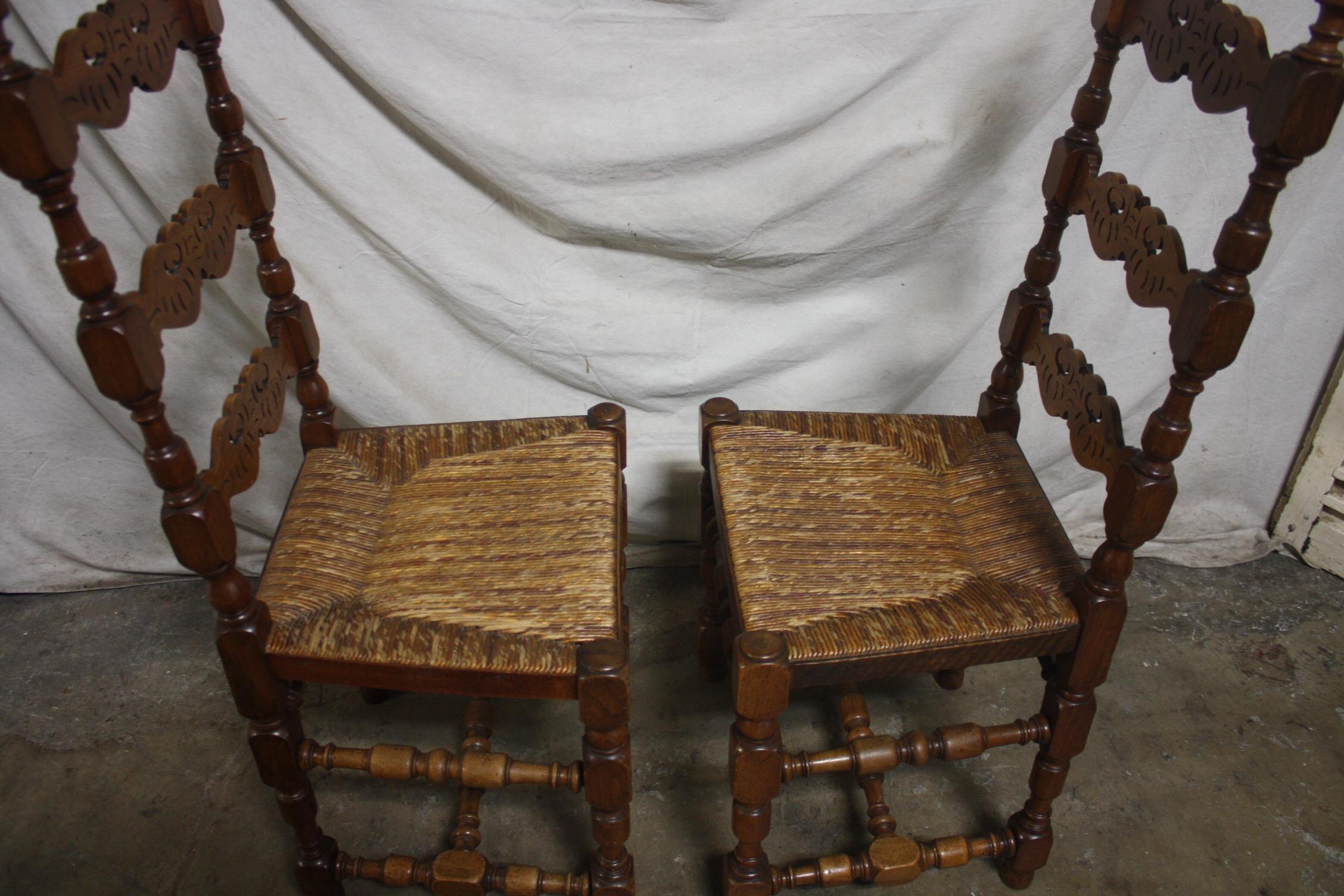 Straw Beautiful Set of Country French Dining Chairs