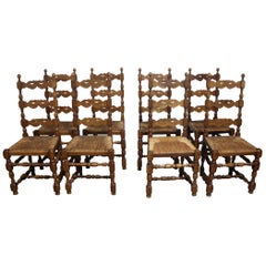 Antique Beautiful Set of Country French Dining Chairs