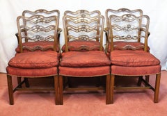 Beautiful Set Of Eight Chippendale Revival Style Walnut Dining Chairs