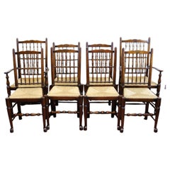 Magnifique ensemble de huit chaises de salle à manger du Lancashire