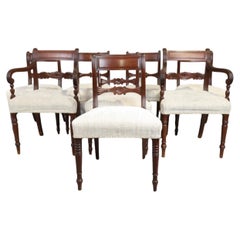 Antique Beautiful Set Of Eight Regency Bar Back Dining Chairs 