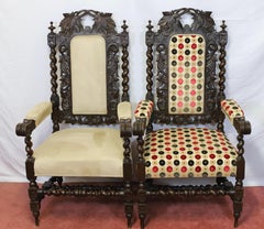 Beautiful Set Of Eight Victorian Jacobean Oak Dining Chairs