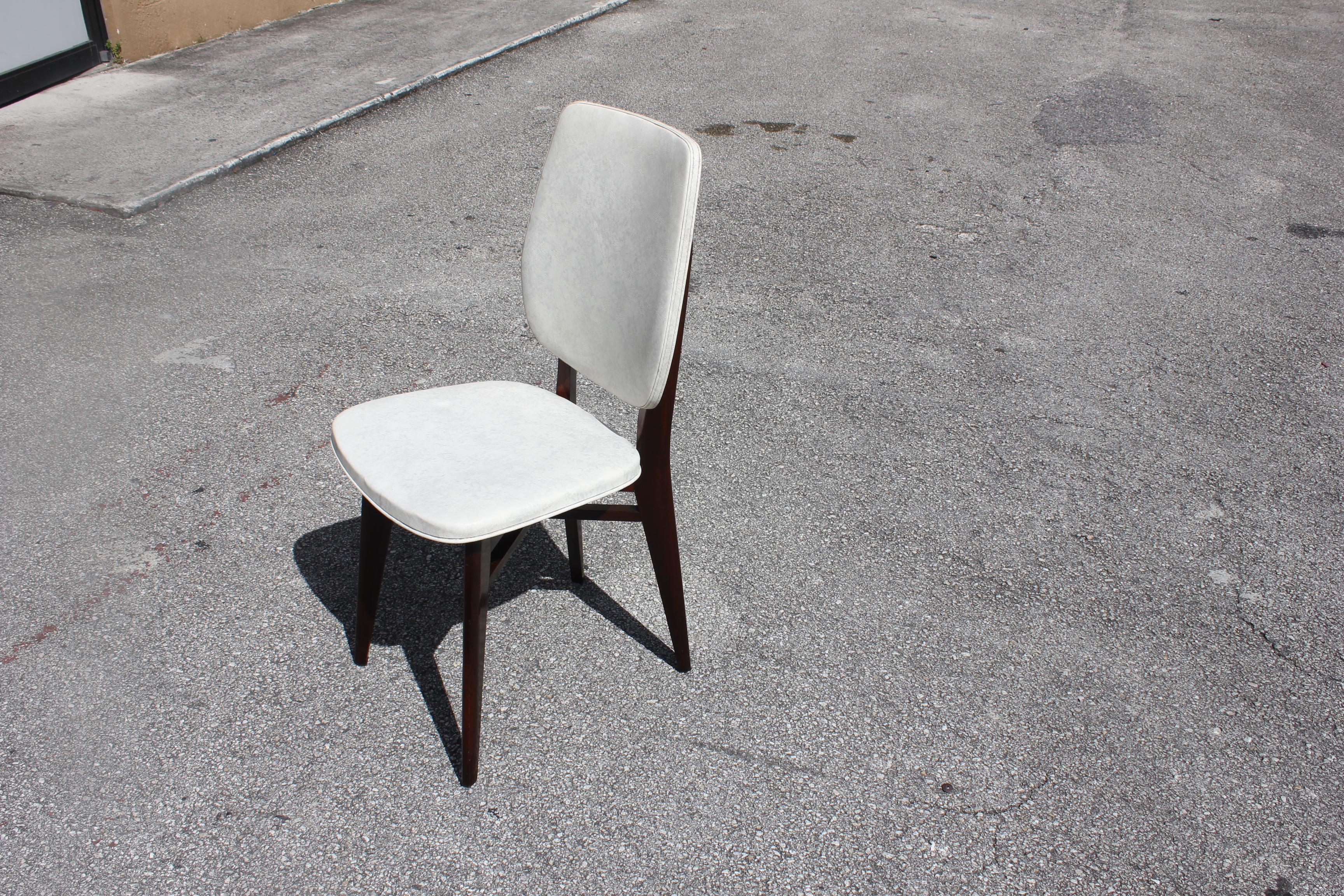 Beautiful Set of Five French Art Deco Solid Mahogany Dining Chairs, circa 1940s For Sale 9