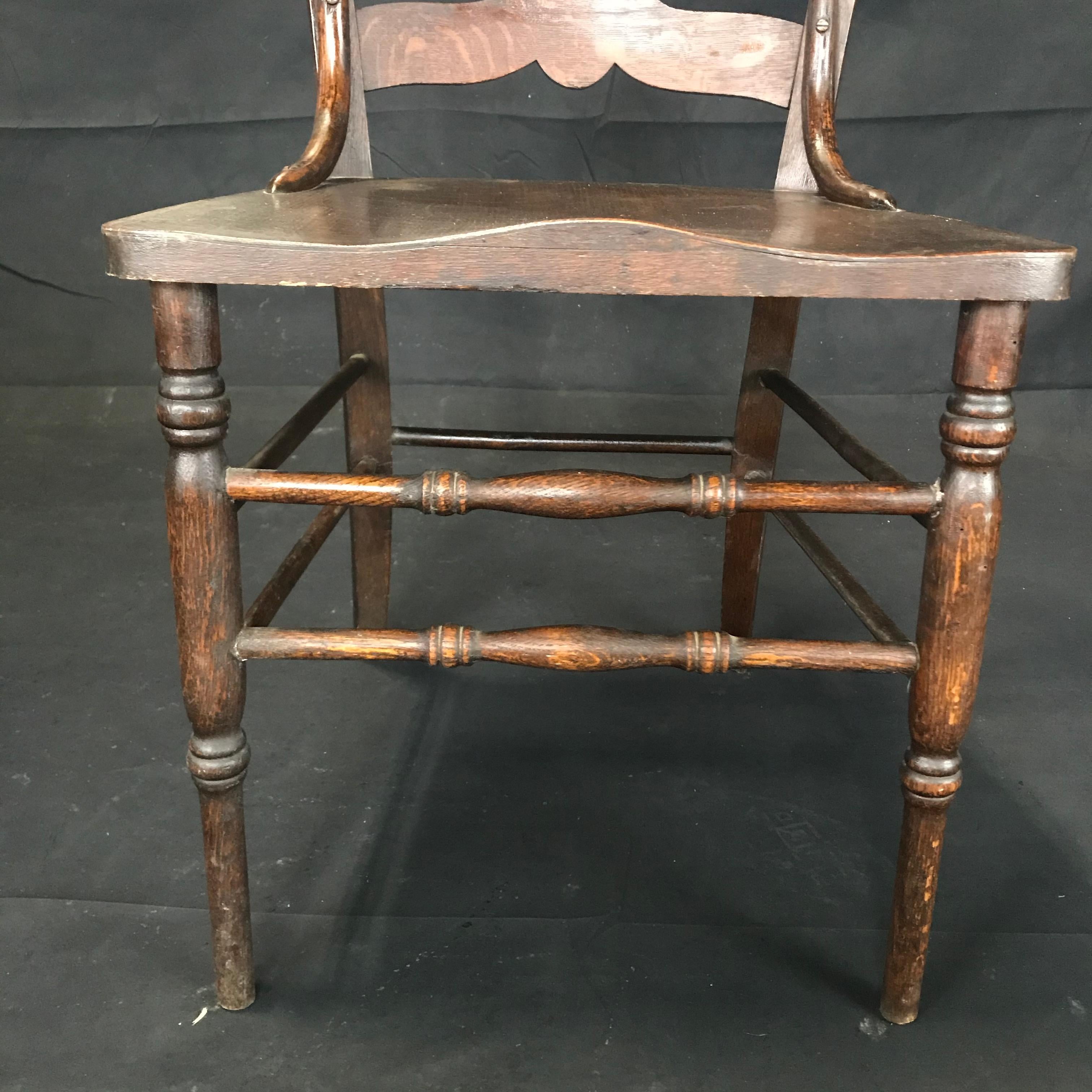 Beautiful Set of Four 19th C Renaissance Style Figural Carved Oak Dining Chairs 3