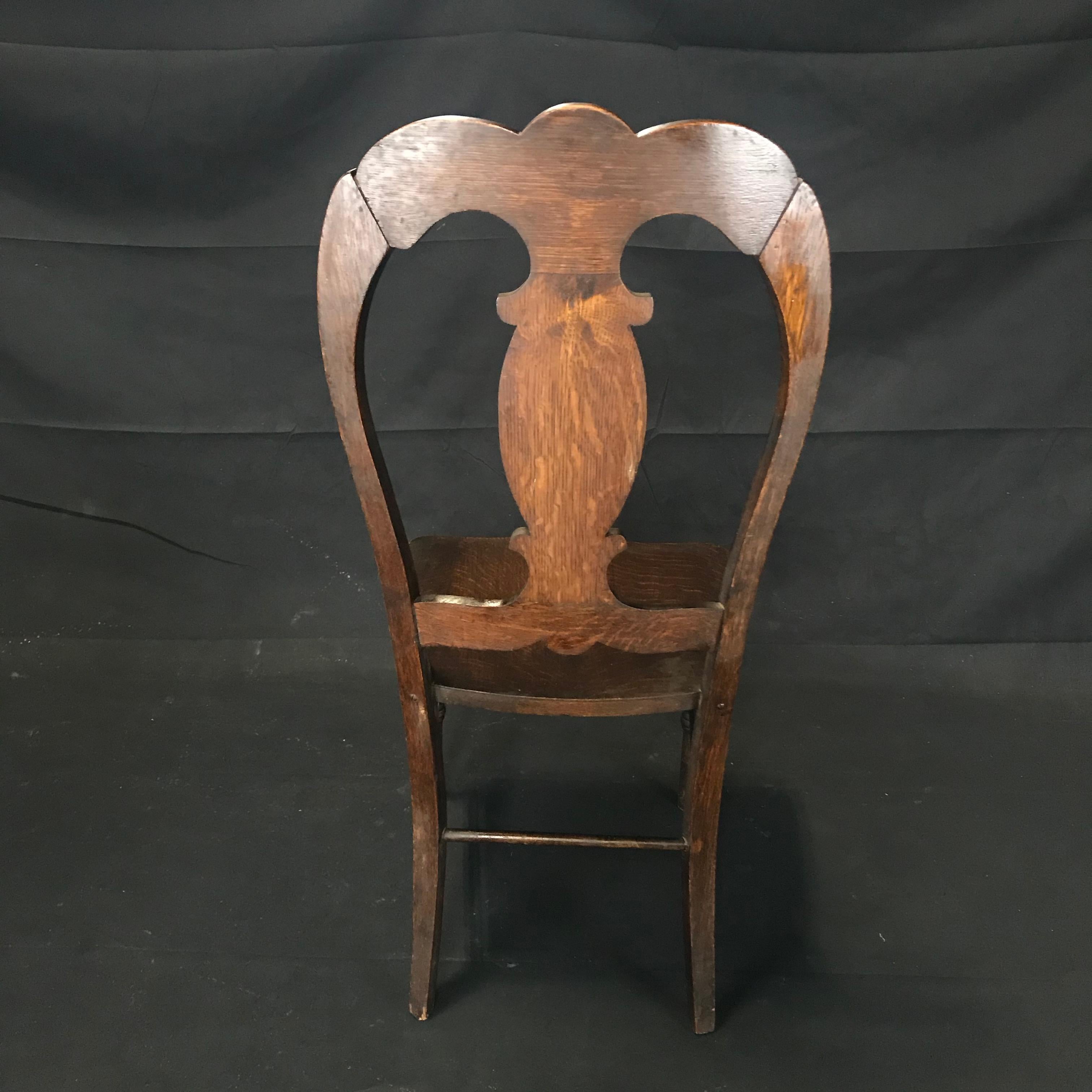 Beautiful Set of Four 19th C Renaissance Style Figural Carved Oak Dining Chairs In Good Condition In Hopewell, NJ