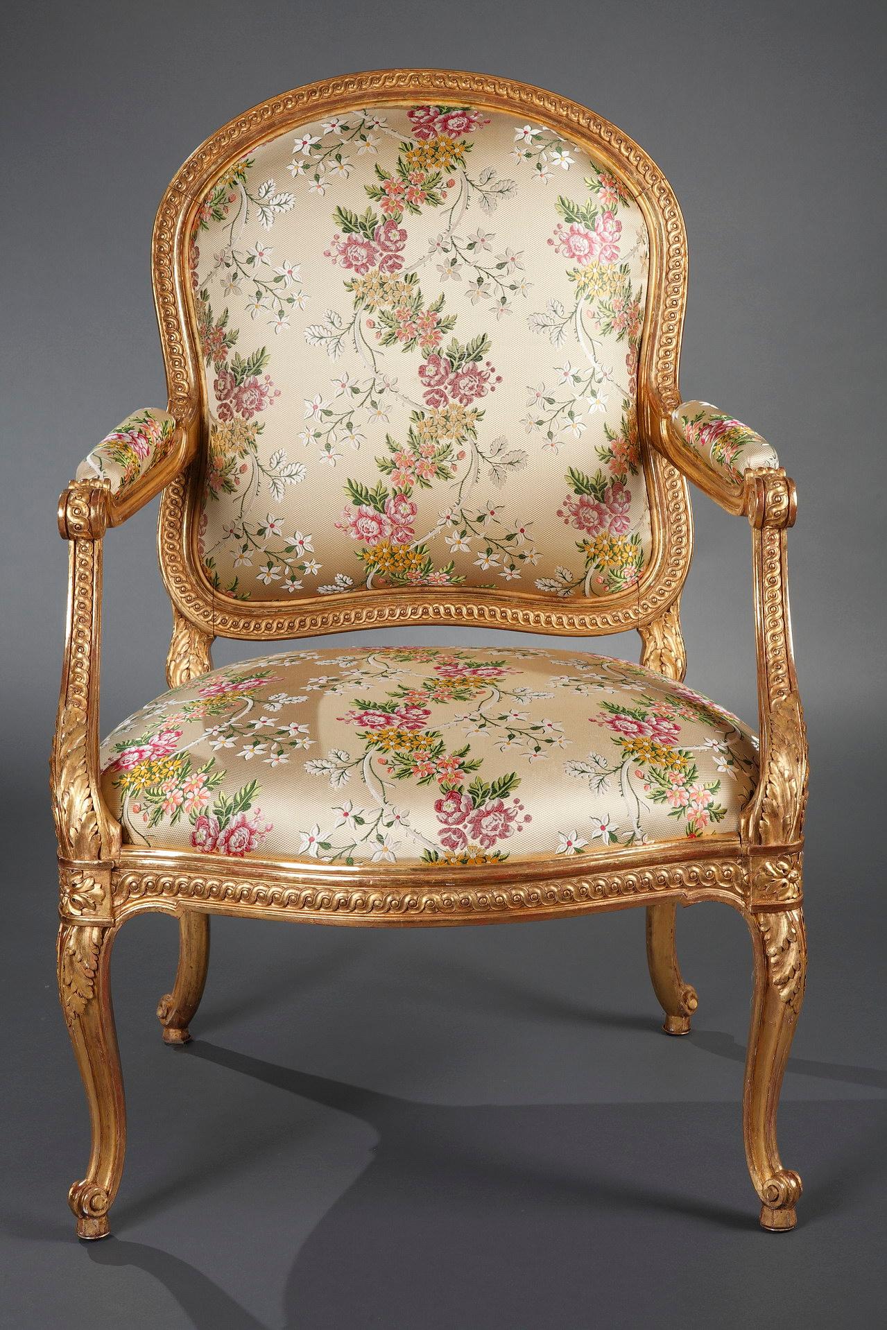 Late 19th Century Beautiful Set of Four Transition Style Armchairs 