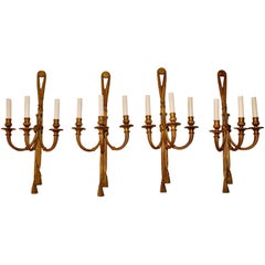 Beautiful Set of Four Large French Bronze Sconces ( two are sold )