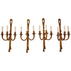 Schöner Satz von vier großen französischen Bronze-Wandleuchtern ( zwei sind verkauft)