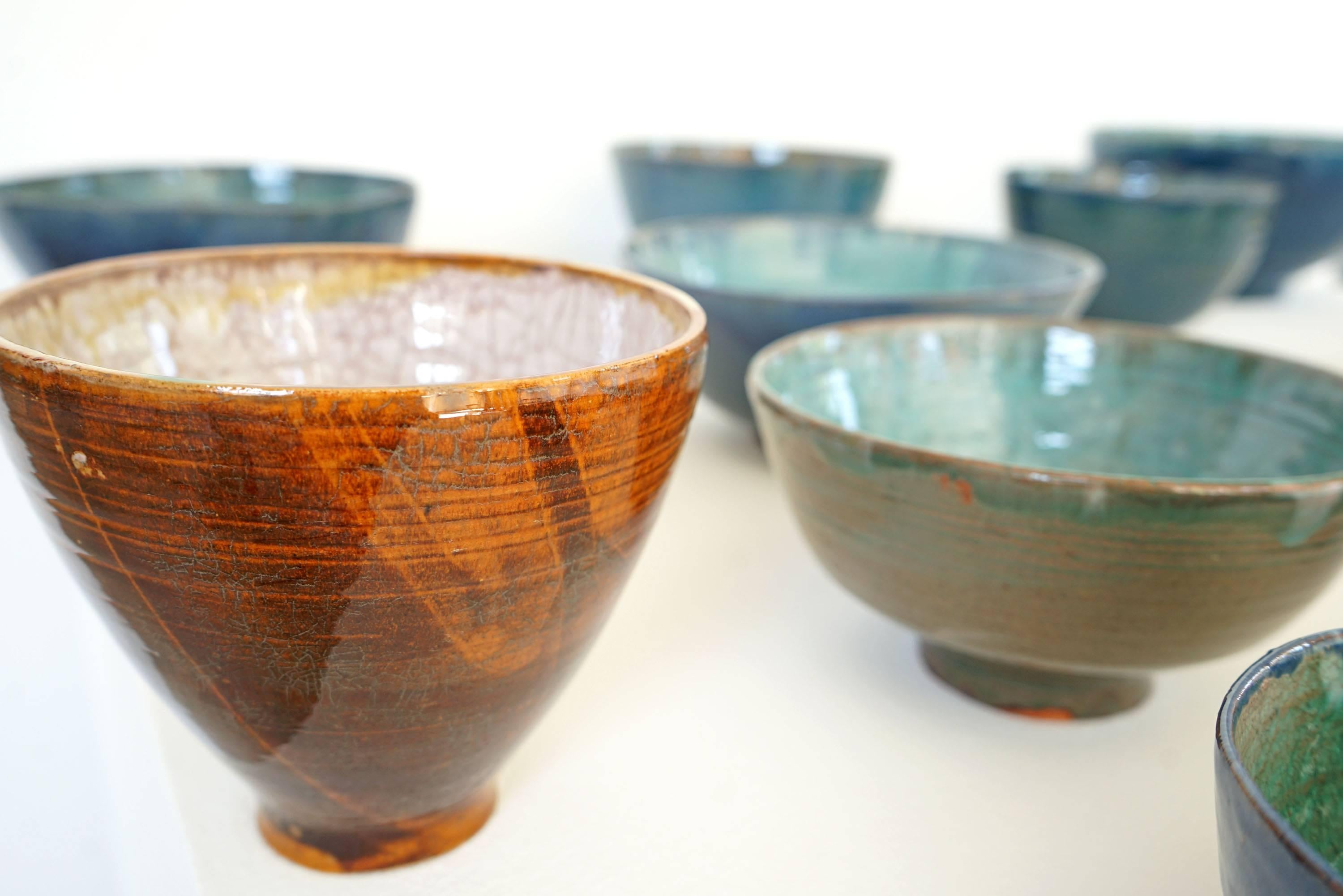 Beautiful Set of Handmade Ceramic Bowls, 1970s For Sale 4