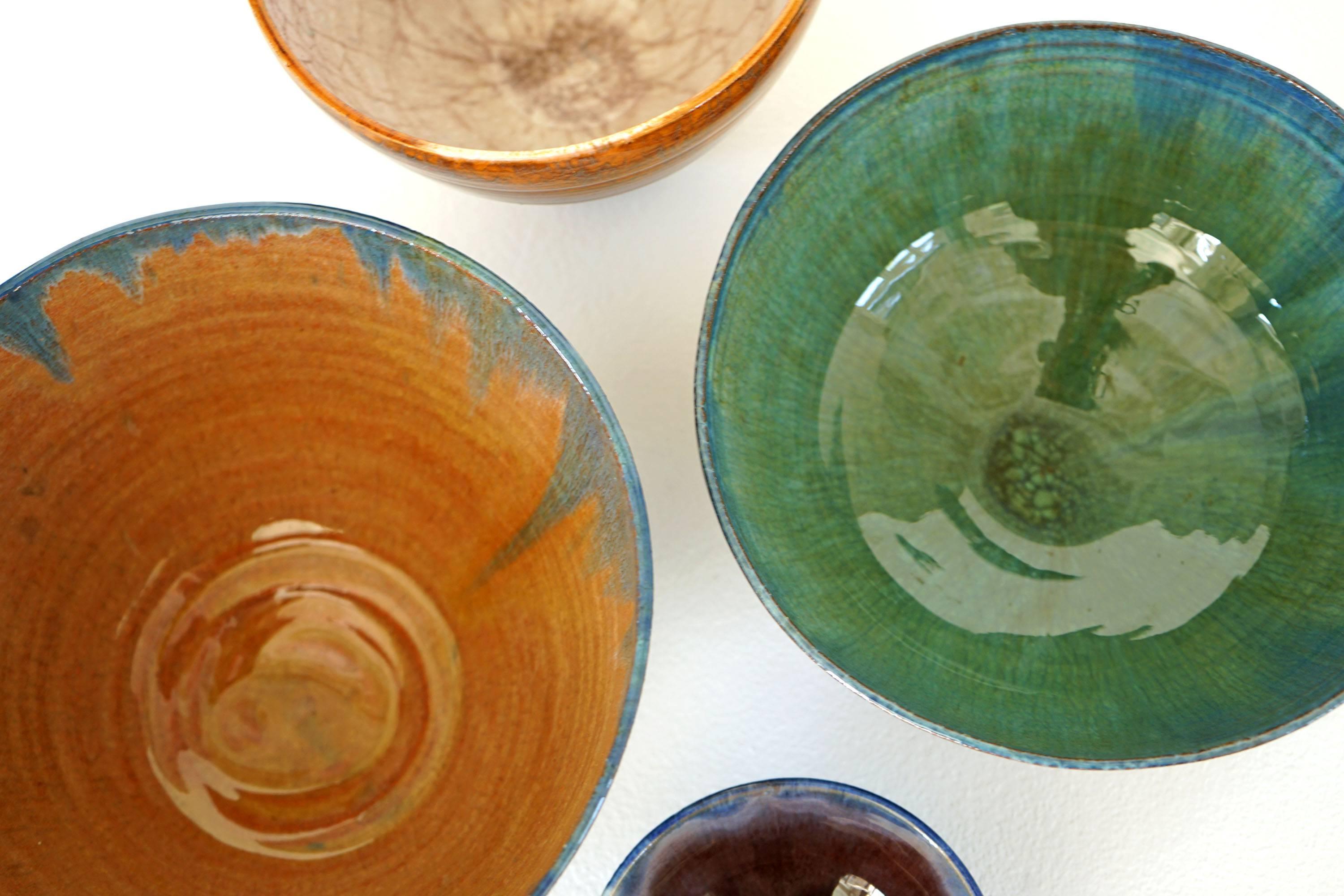 Beautiful Set of Handmade Ceramic Bowls, 1970s For Sale 10